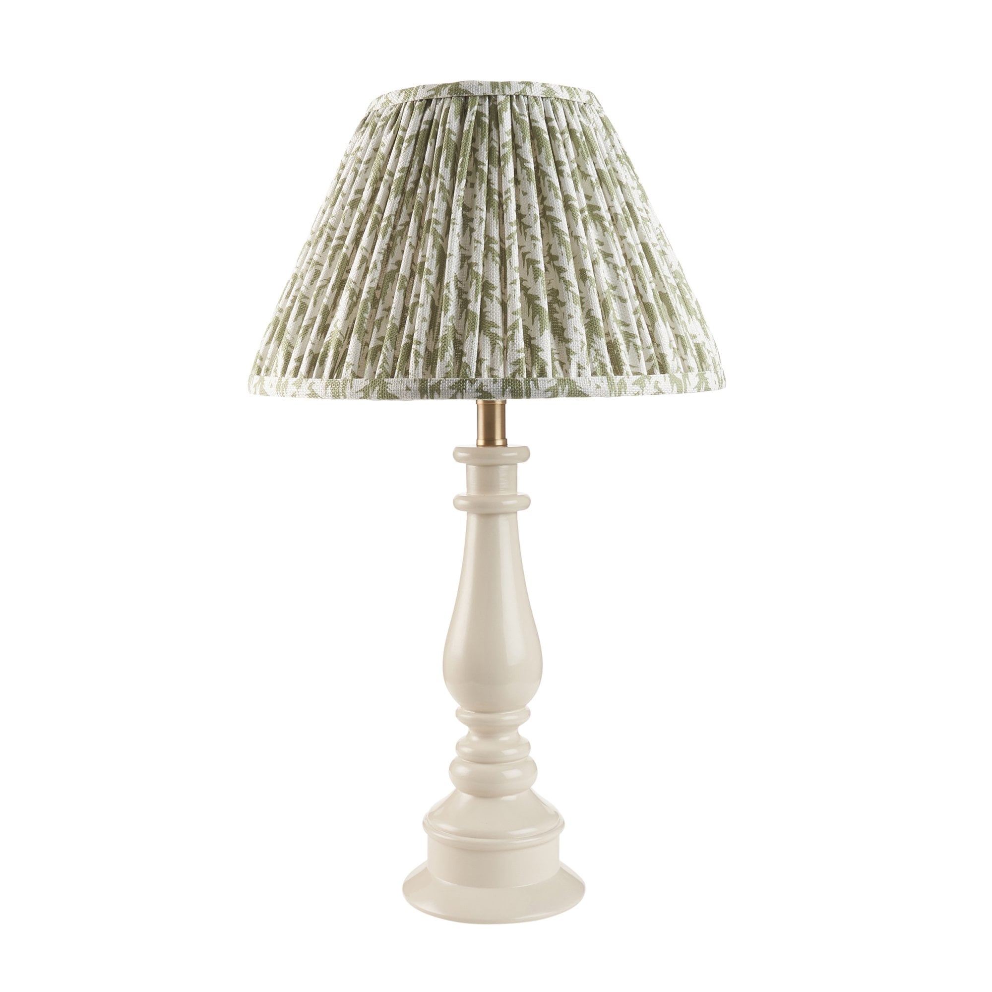 Endon Myrtle Gloss Almond White Table Lamp & Leaf 30cm Herb Garden Green Shade