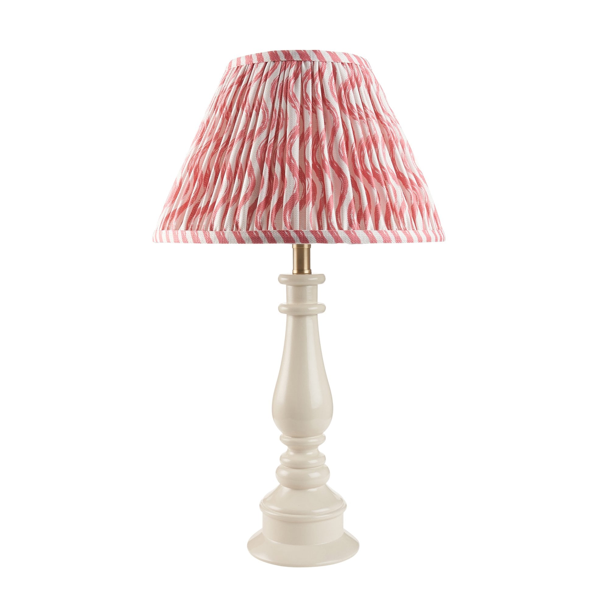 Endon Myrtle Gloss Almond White Table Lamp & Ripple 30cm Coral Pink Shade