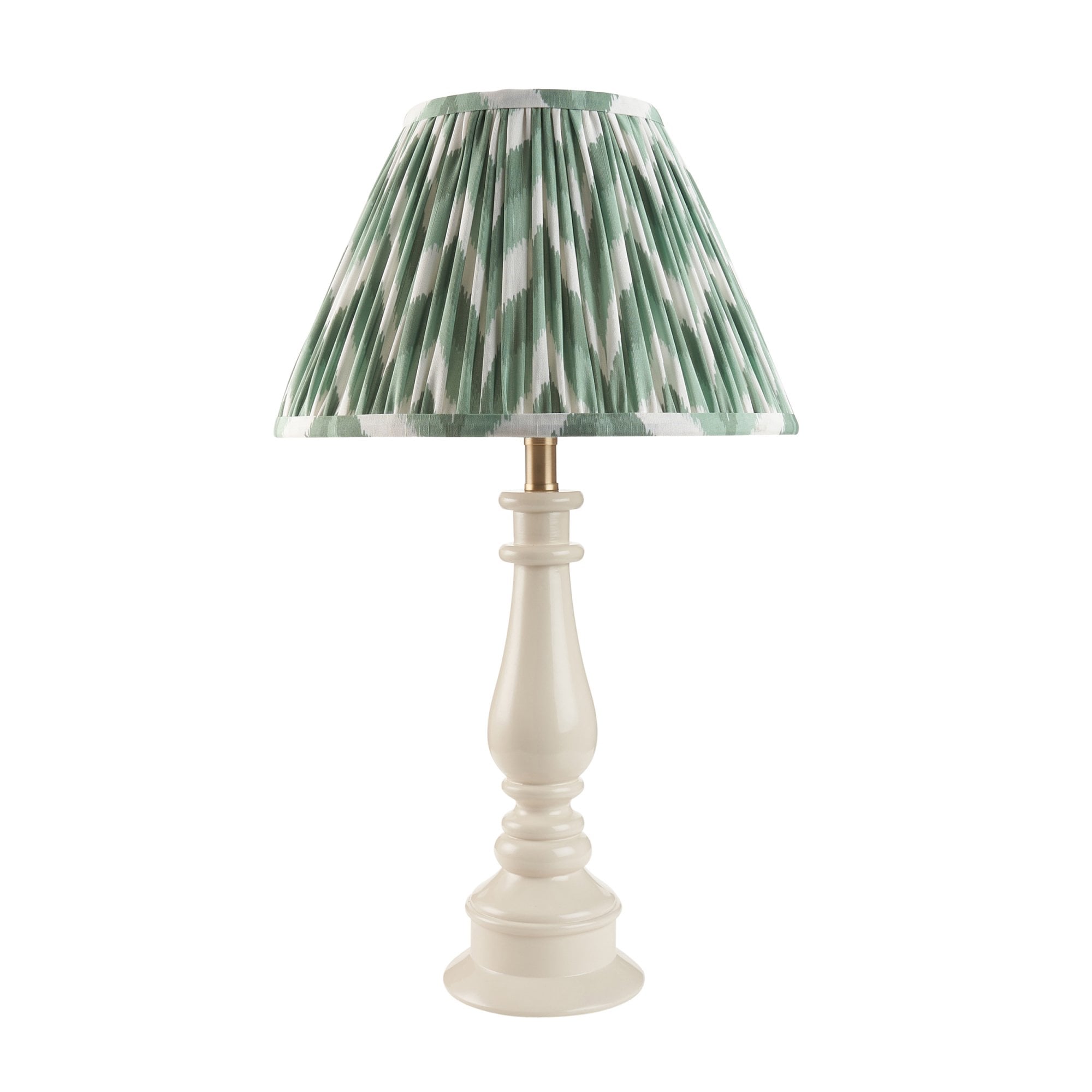 Endon Myrtle Gloss Almond White Table Lamp & Zigzag 30cm Cotswold Green Shade