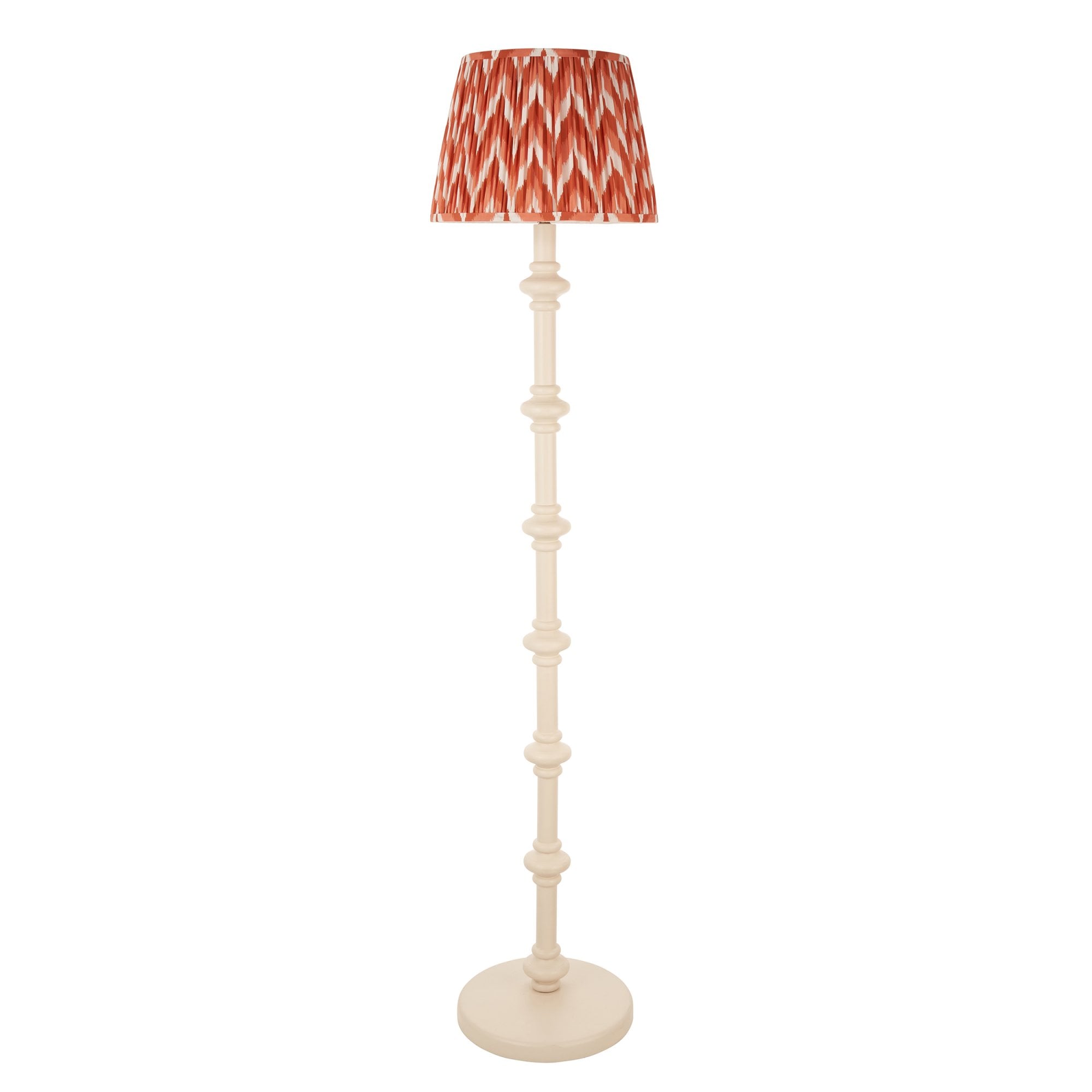Endon Carnaby Satin Almond White Floor Lamp & Zigzag 35cm Apricot Orange Shade