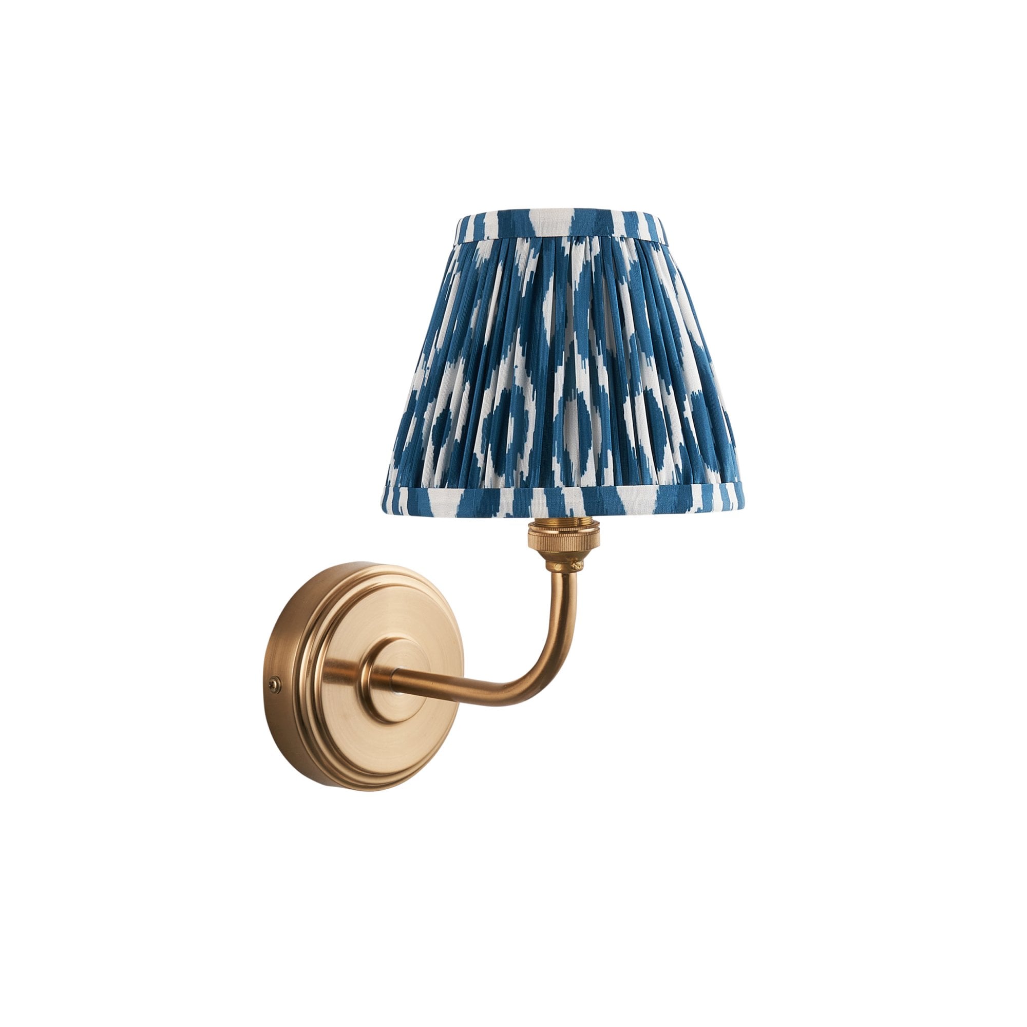 Endon Step Arc Wall Light & Ikat 16cm Marlin Blue Shade