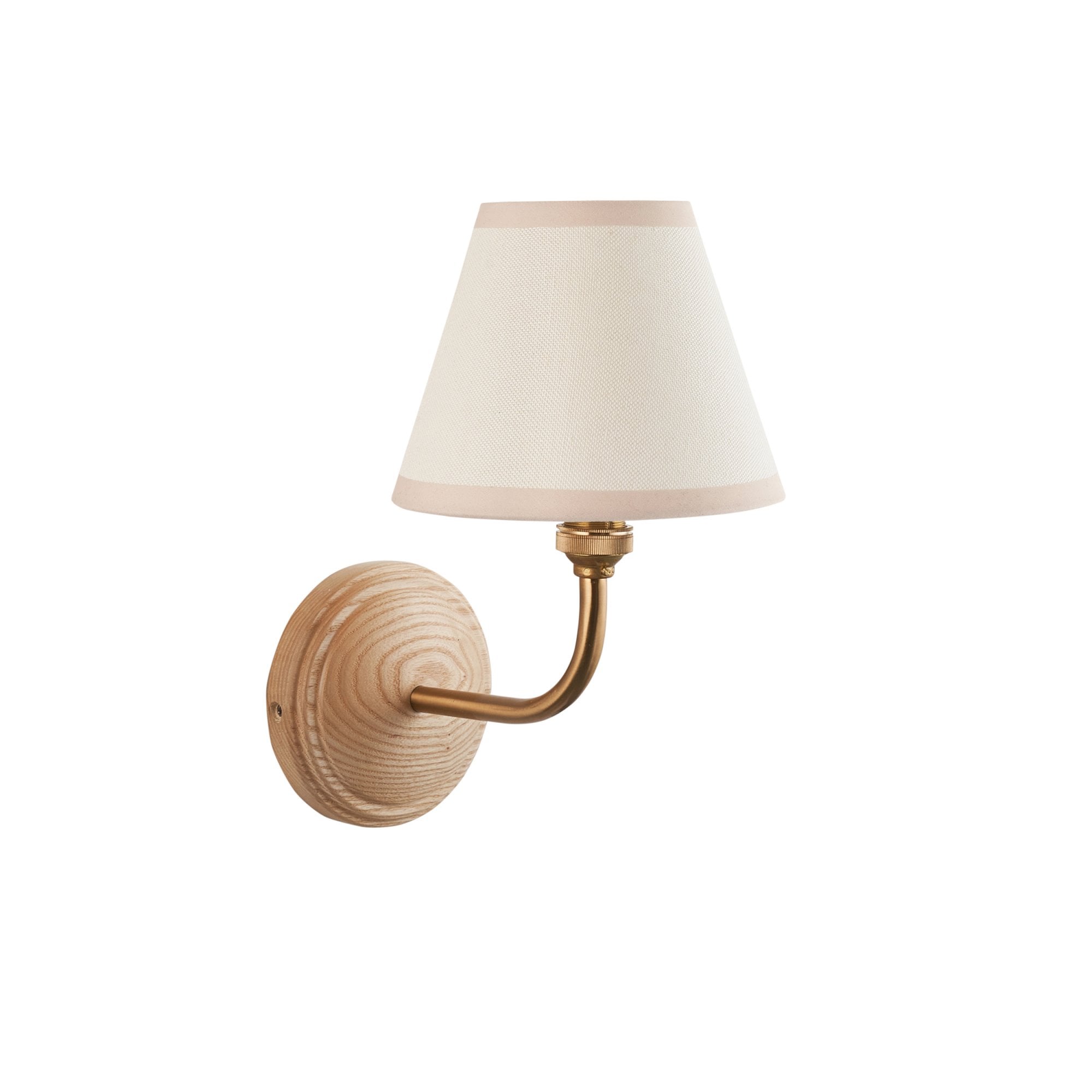 Endon Wood Arc Wall Light & Ivy 16cm Vintage White Shade