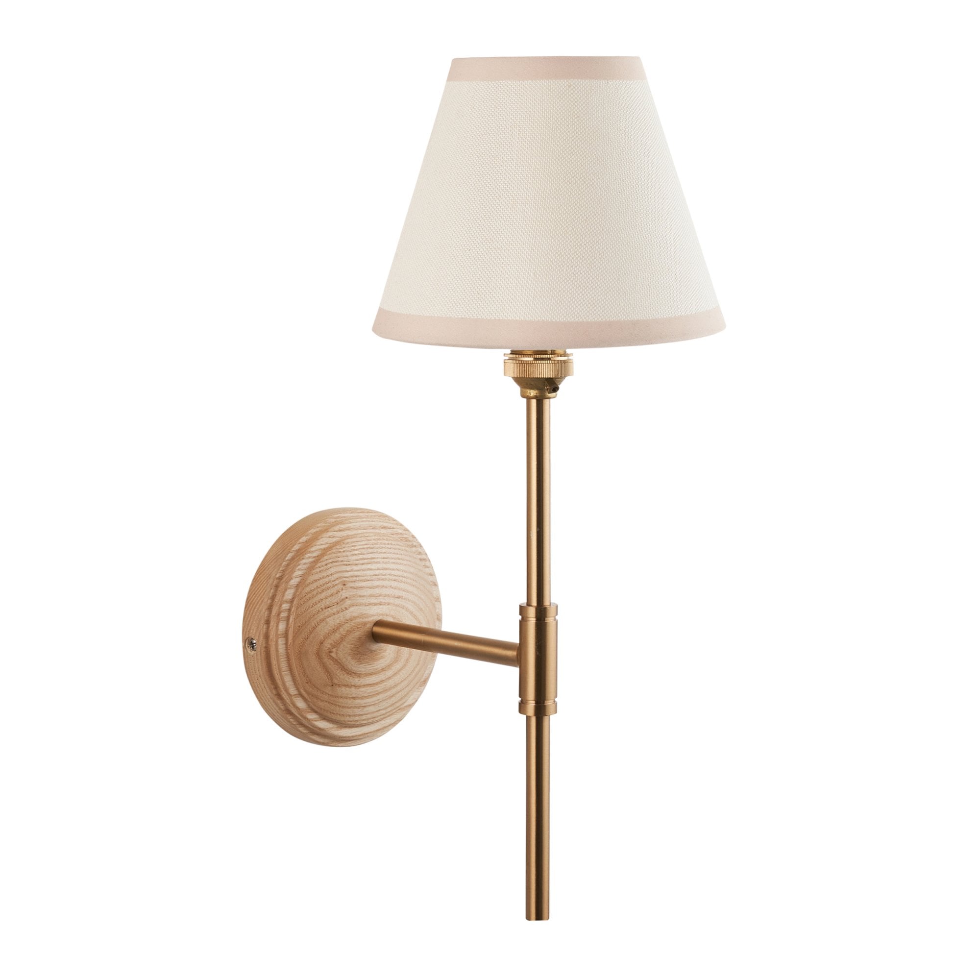 Endon Wood T Bar Wall Light & Ivy 16cm Vintage White Shade