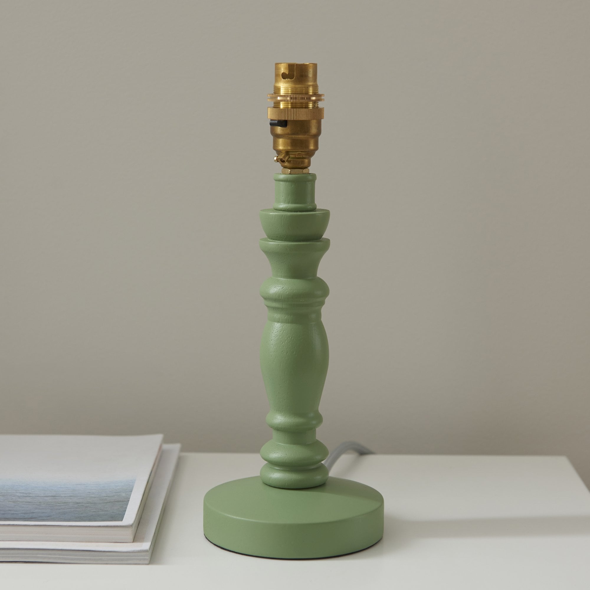 Endon Bibury Satin Cotswold Green Table Lamp & Ikat 16cm Coral Pink Shade