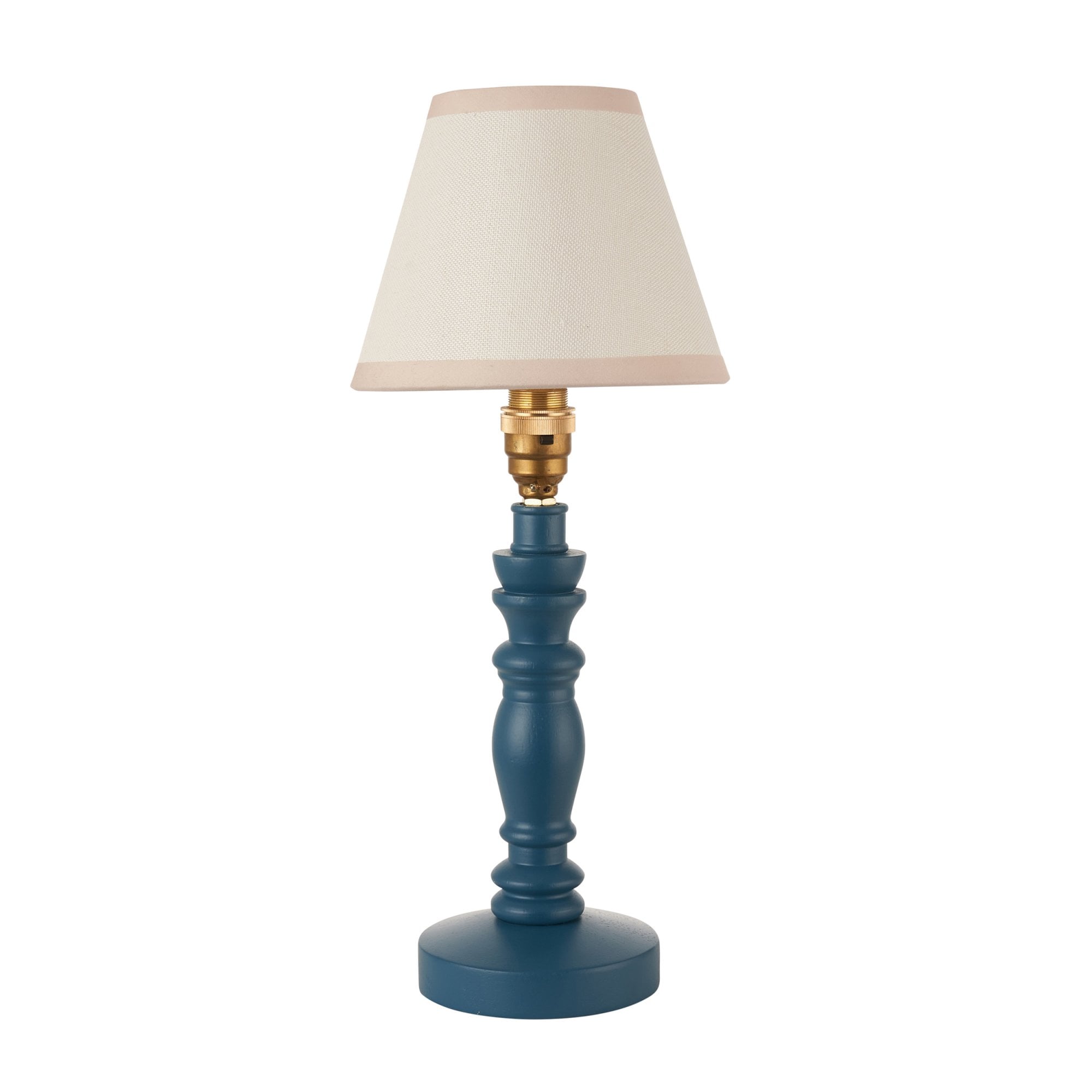 Endon Bibury Satin Marlin Blue Table Lamp & Ivy 16cm Vintage White Shade
