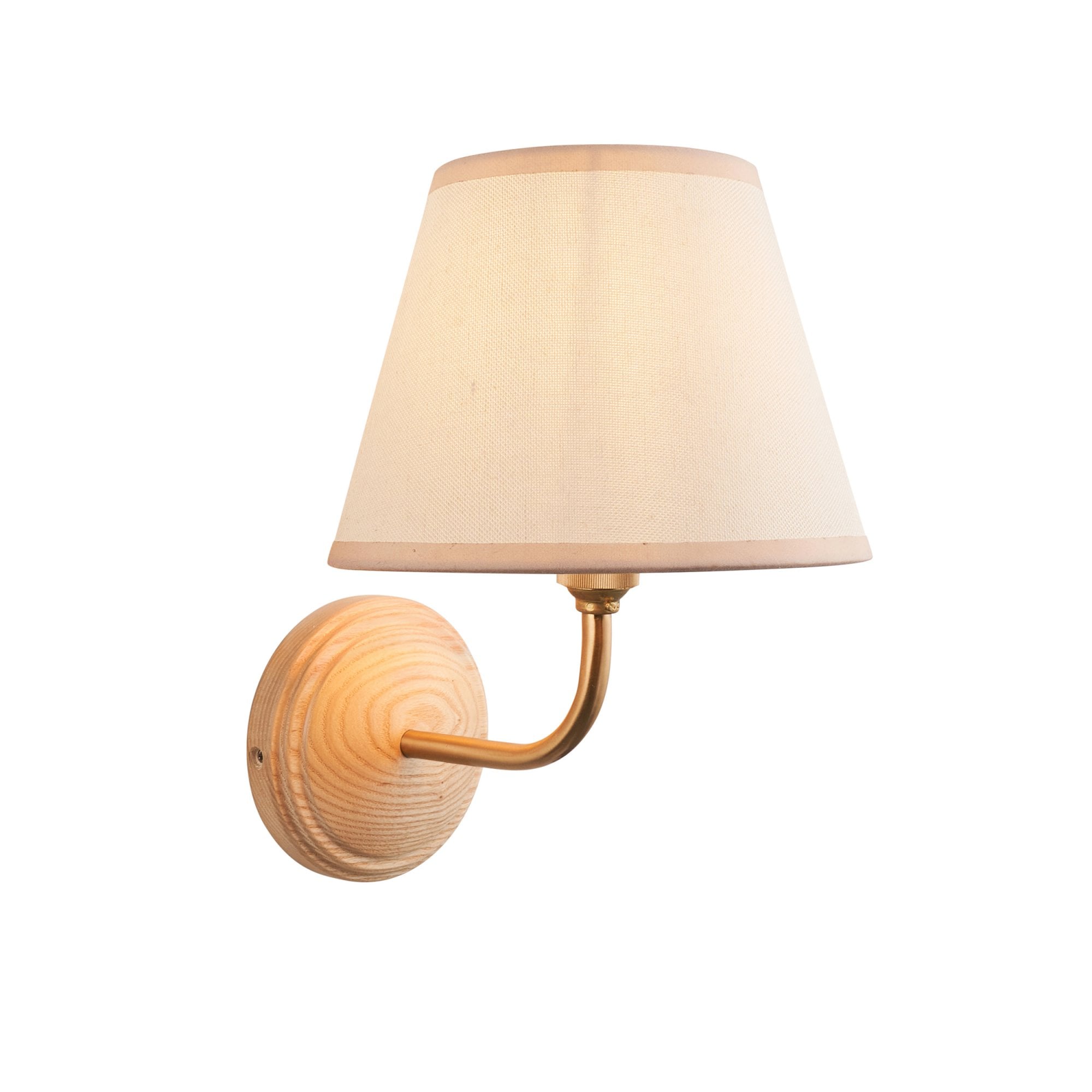 Endon Wood Arc Wall Light & Ivy 20cm Vintage White Shade