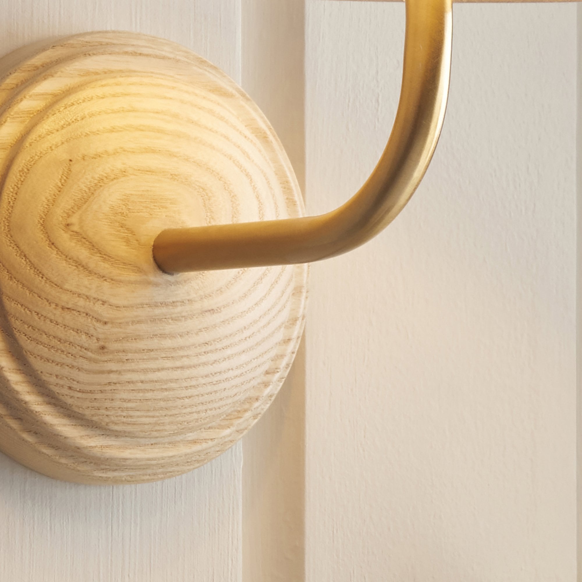 Endon Wood Arc Wall Light & Ivy 20cm Vintage White Shade