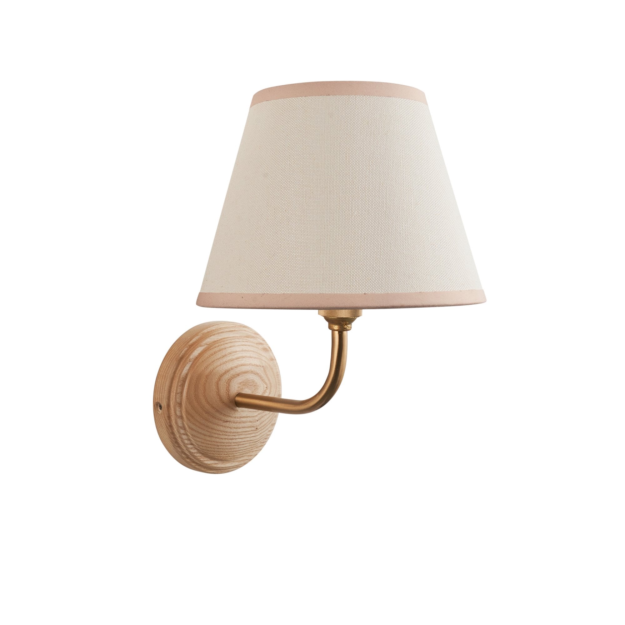 Endon Wood Arc Wall Light & Ivy 20cm Vintage White Shade