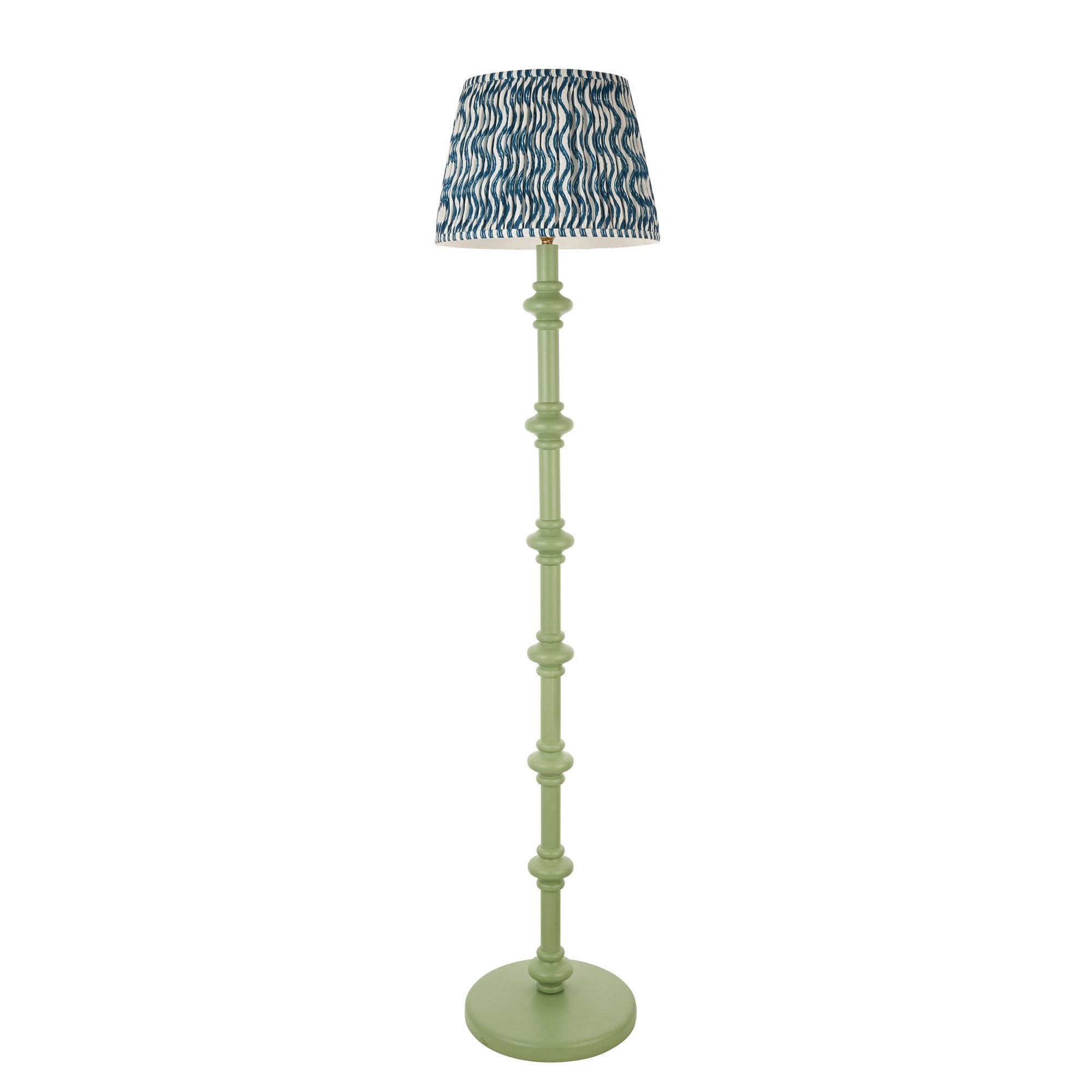 Endon Carnaby Satin Cotswold Green Floor Lamp & Ripple 35cm Marlin Blue Shade