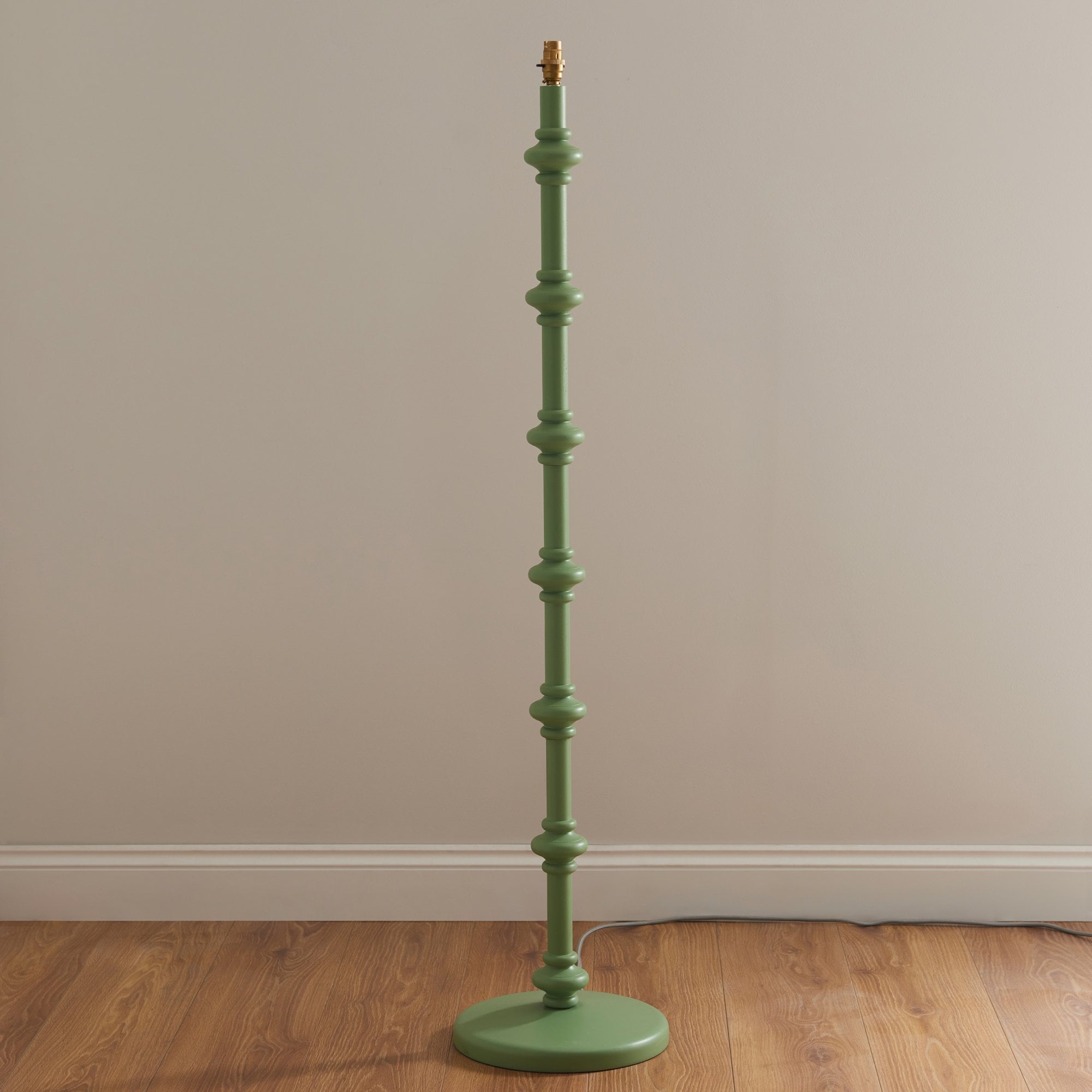 Endon Carnaby Satin Cotswold Green Floor Lamp & Ivy 35cm Vintage White Shade