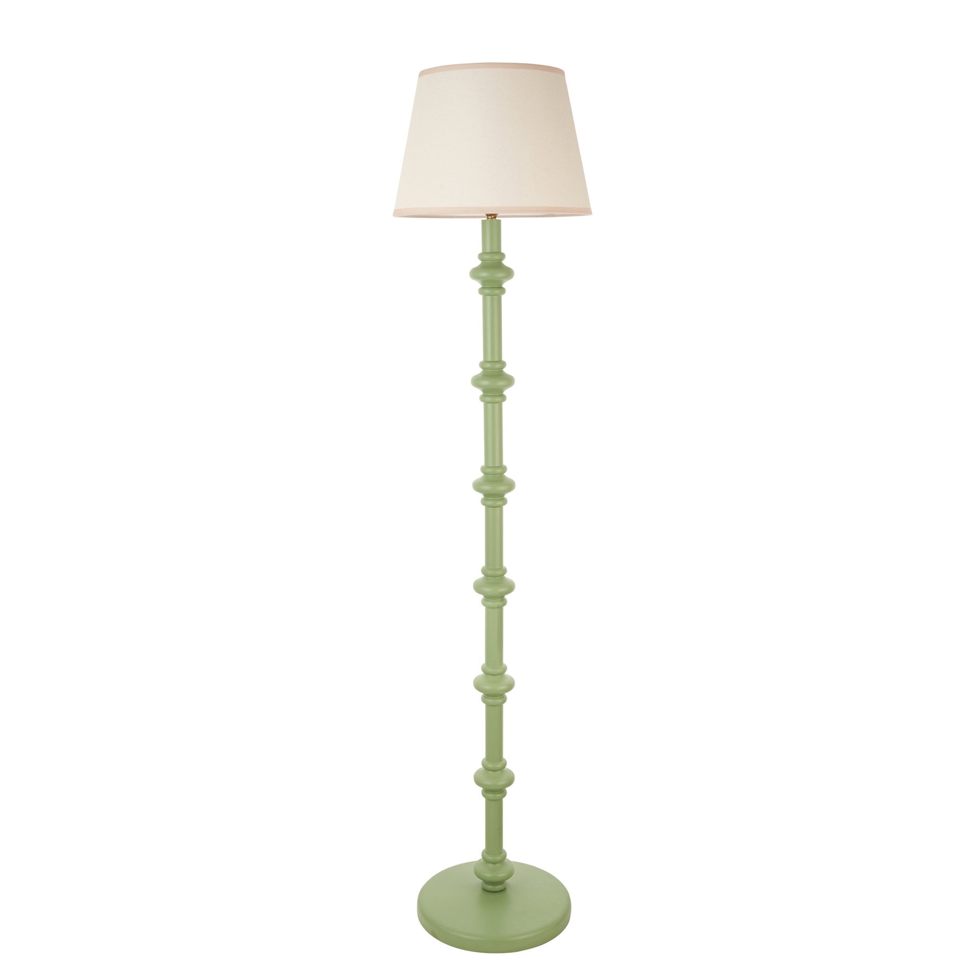 Endon Carnaby Satin Cotswold Green Floor Lamp & Ivy 35cm Vintage White Shade