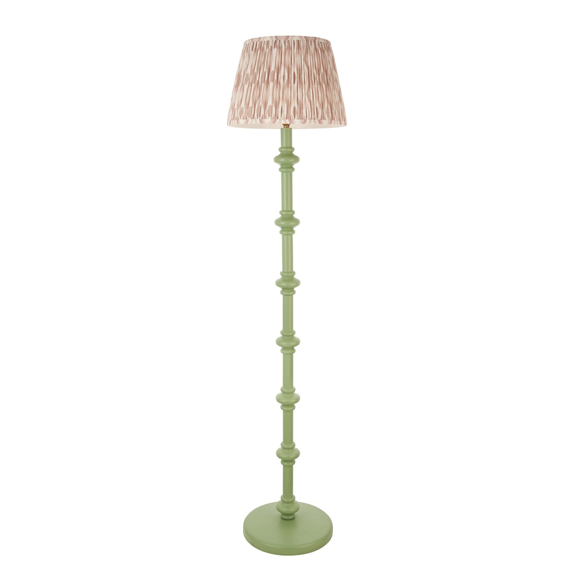 Endon Carnaby Satin Cotswold Green Floor Lamp & Ikat 35cm Neutral Shade