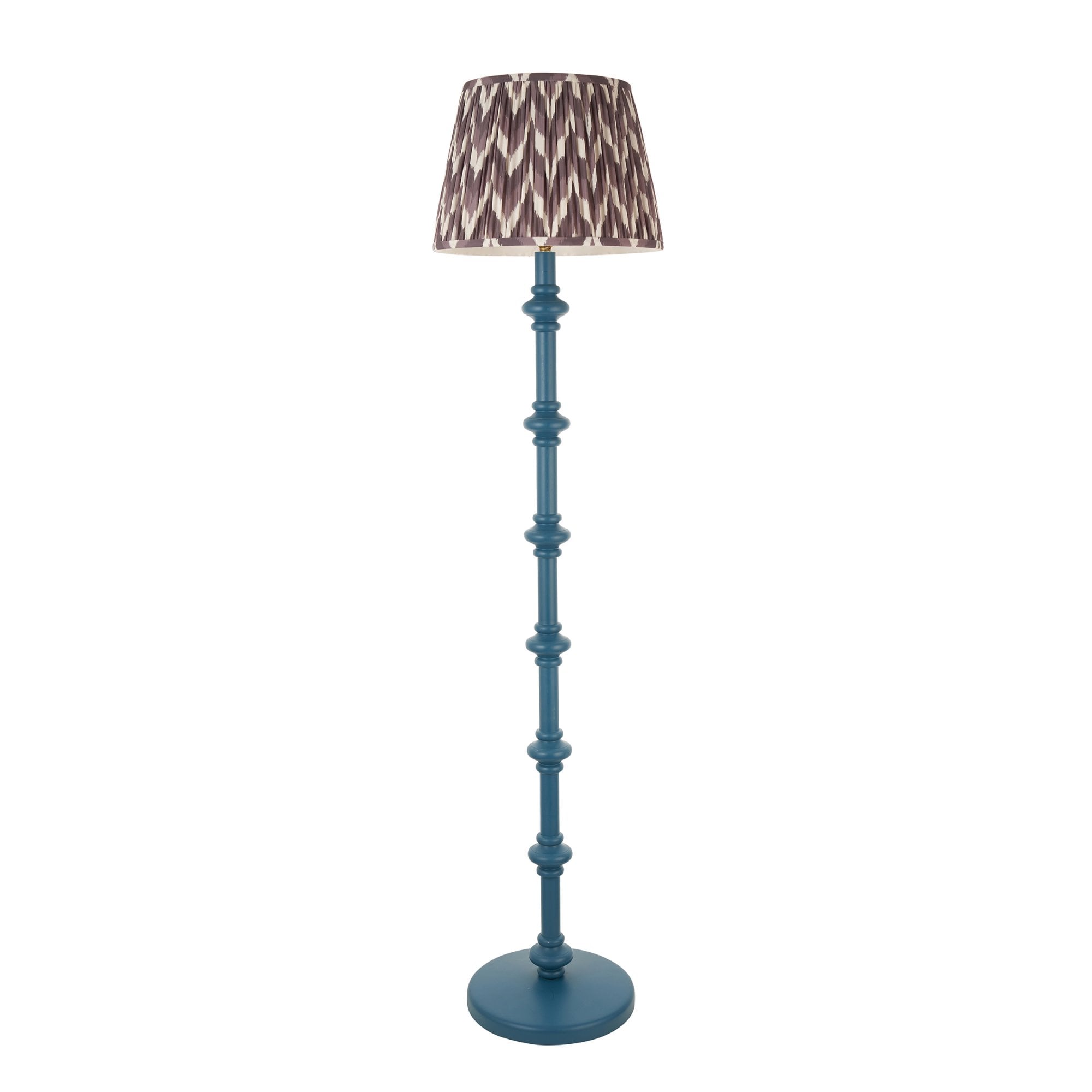 Endon Carnaby Satin Marlin Blue Floor Lamp & Zigzag 35cm Pearl Grey Shade