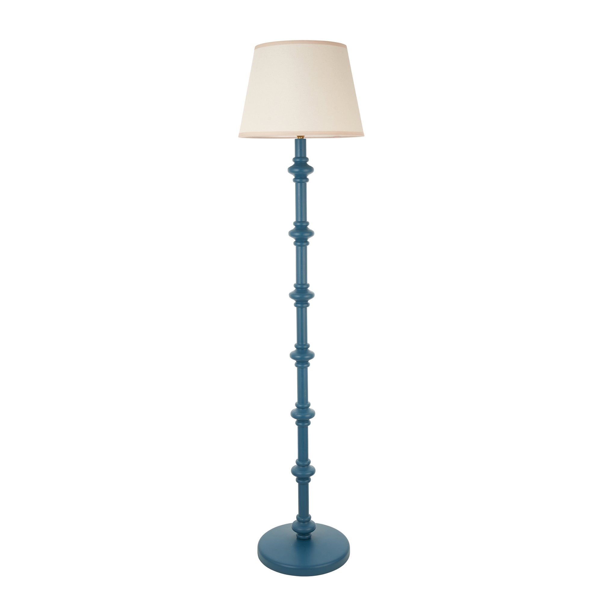 Endon Carnaby Satin Marlin Blue Floor Lamp & Ivy 35cm Vintage White Shade