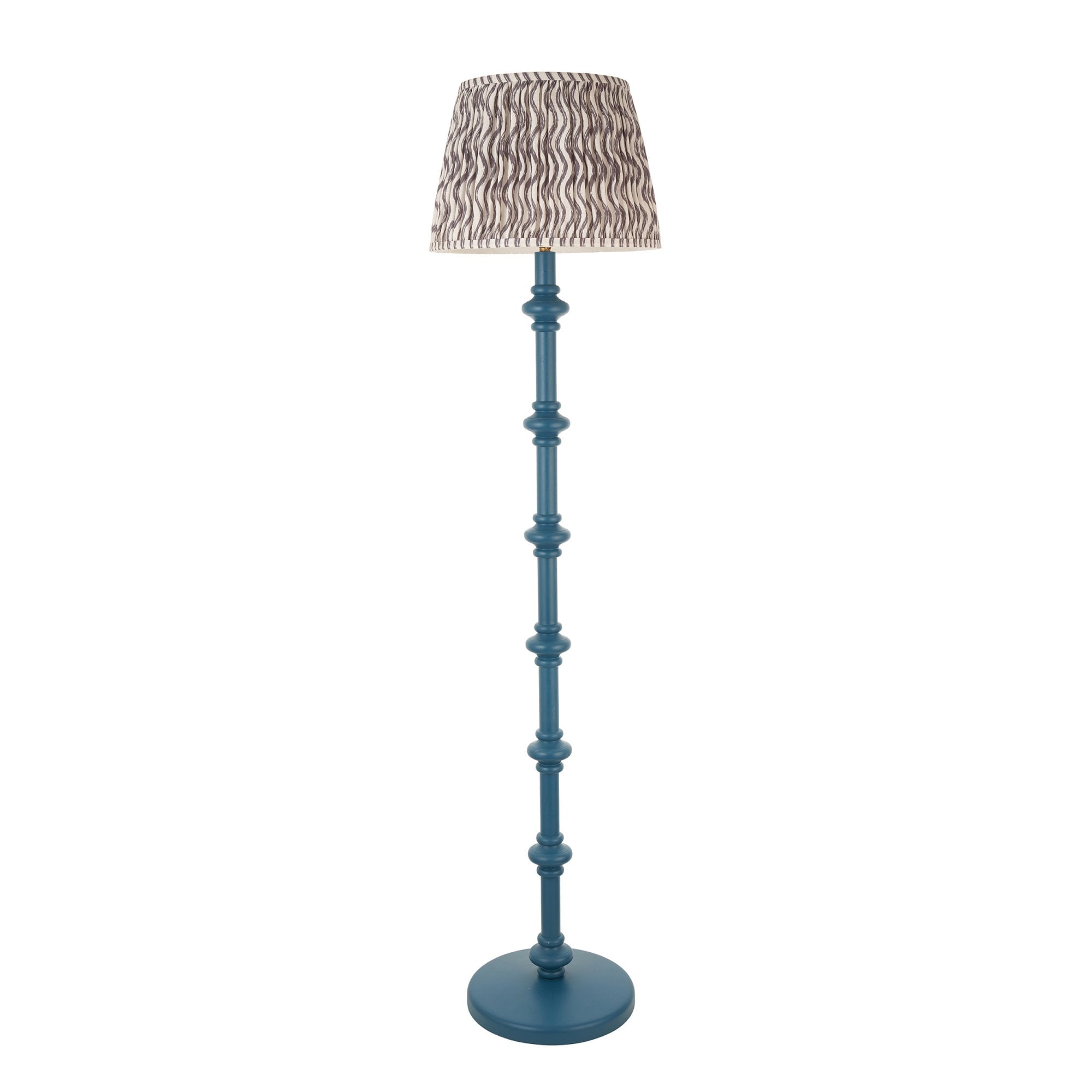 Endon Carnaby Satin Marlin Blue Floor Lamp & Ripple 35cm Pearl Grey Shade