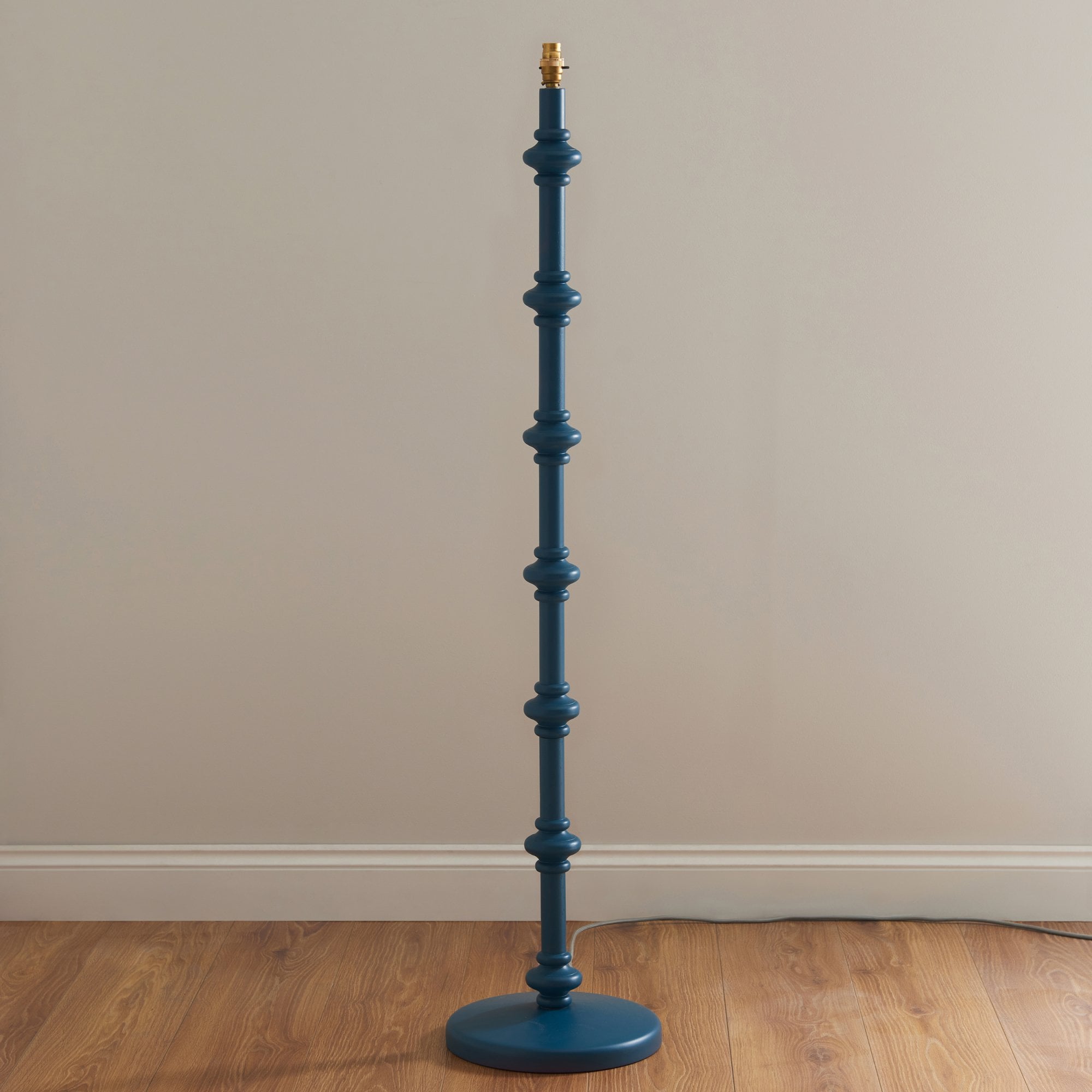 Endon Carnaby Satin Marlin Blue Floor Lamp & Zigzag 35cm Cotswold Green Shade