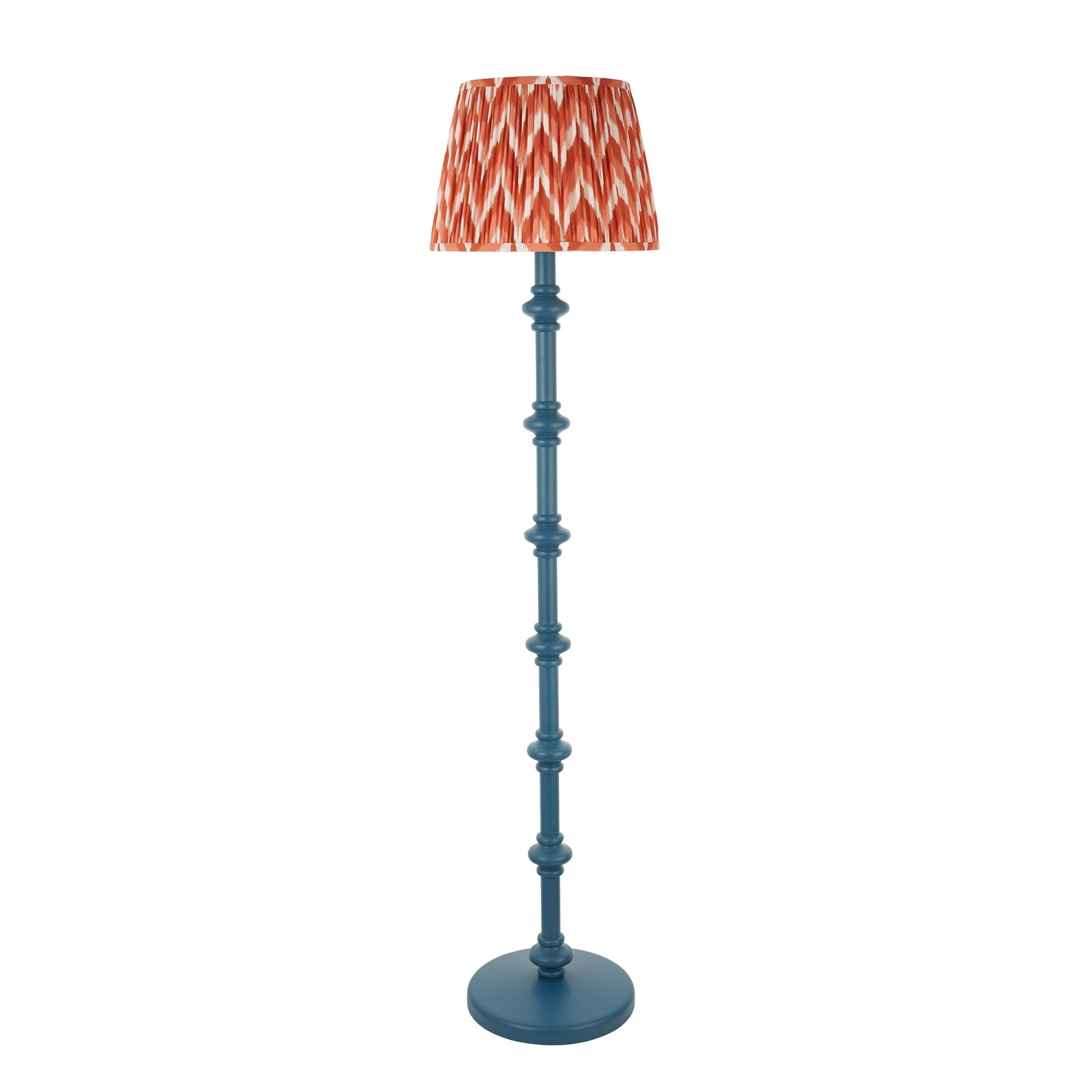Endon Carnaby Satin Marlin Blue Floor Lamp & Zigzag 35cm Apricot Orange Shade