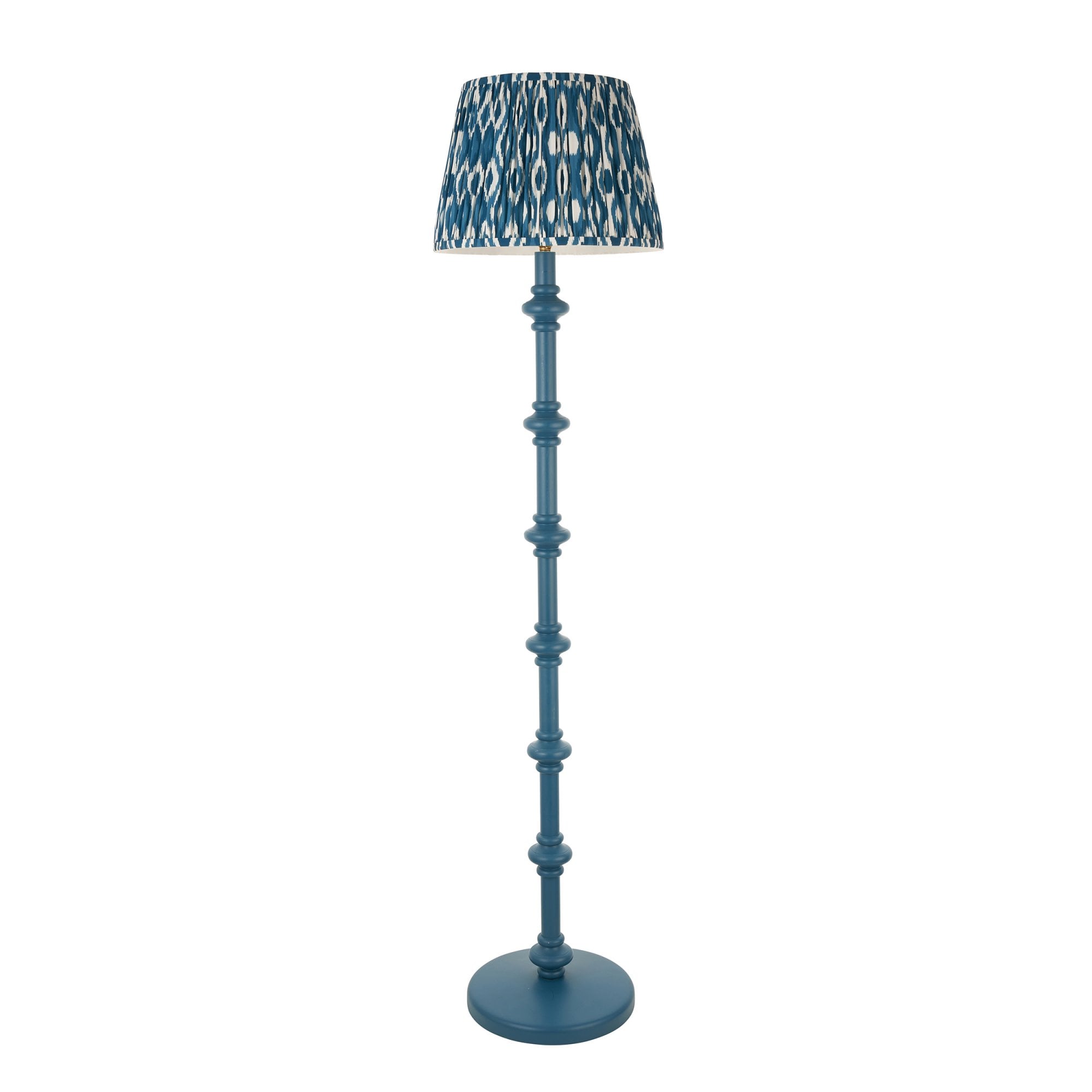 Endon Carnaby Satin Marlin Blue Floor Lamp & Ikat 35cm Marlin Blue Shade