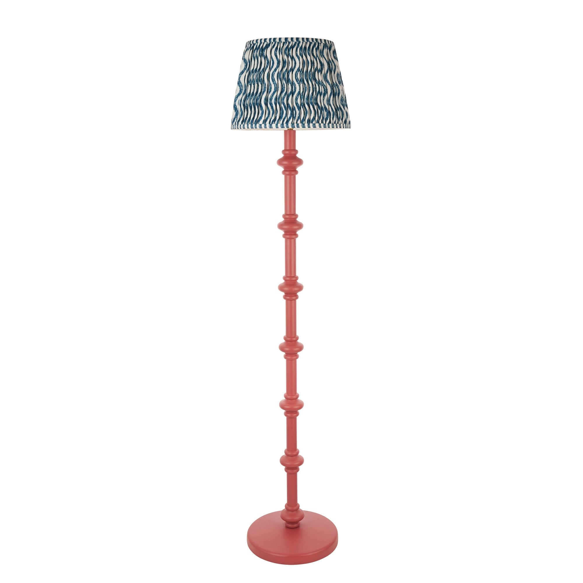 Endon Carnaby Satin Pink Clay Floor Lamp & Ripple 35cm Marlin Blue Shade