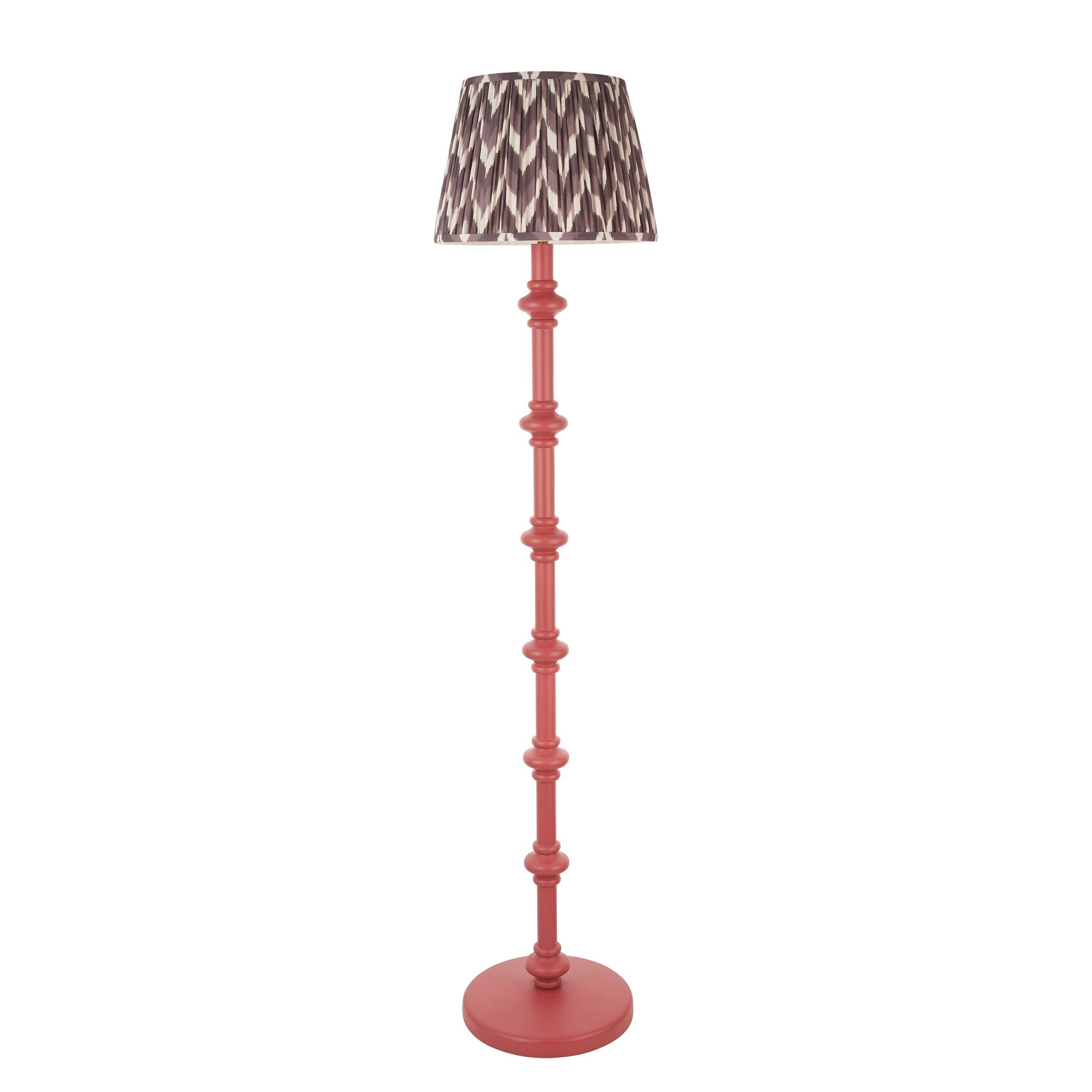 Endon Carnaby Satin Pink Clay Floor Lamp & Zigzag 35cm Pearl Grey Shade