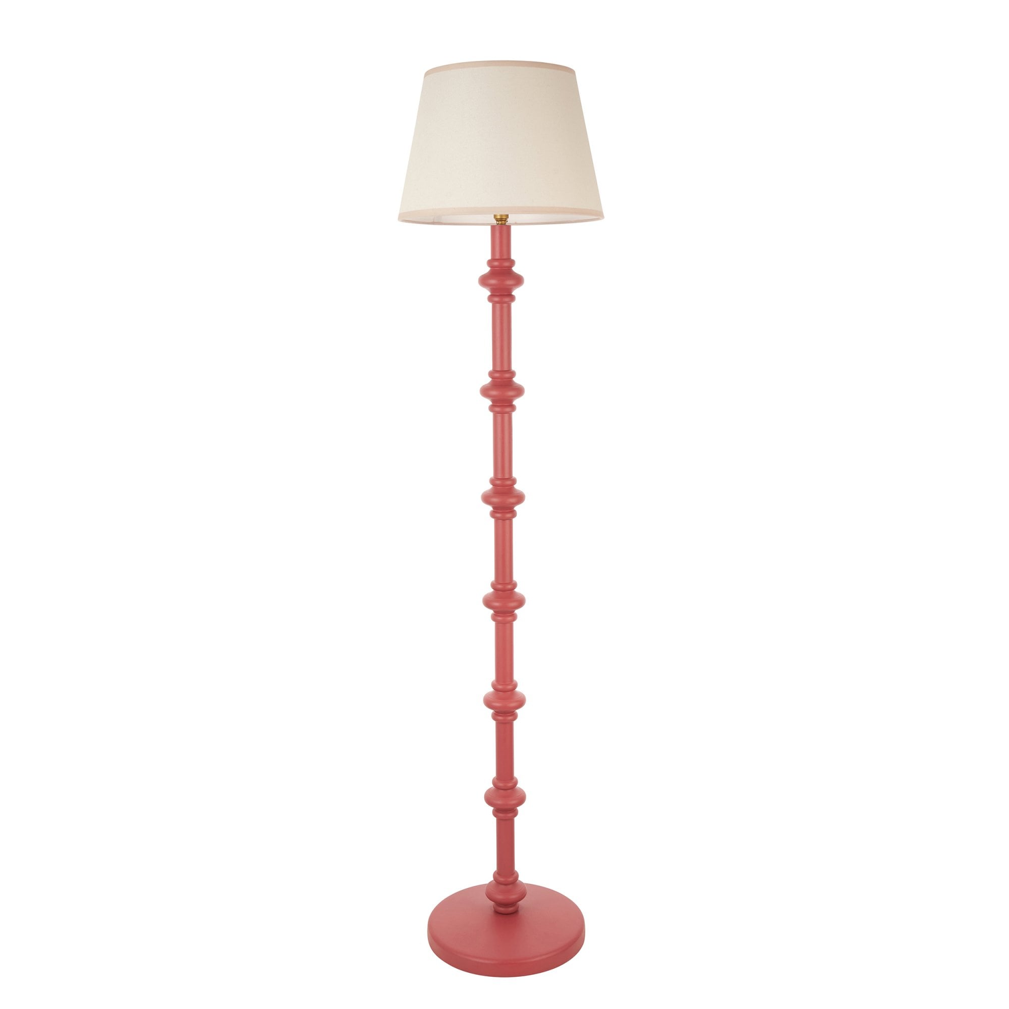 Endon Carnaby Satin Pink Clay Floor Lamp & Ivy 35cm Vintage White Shade