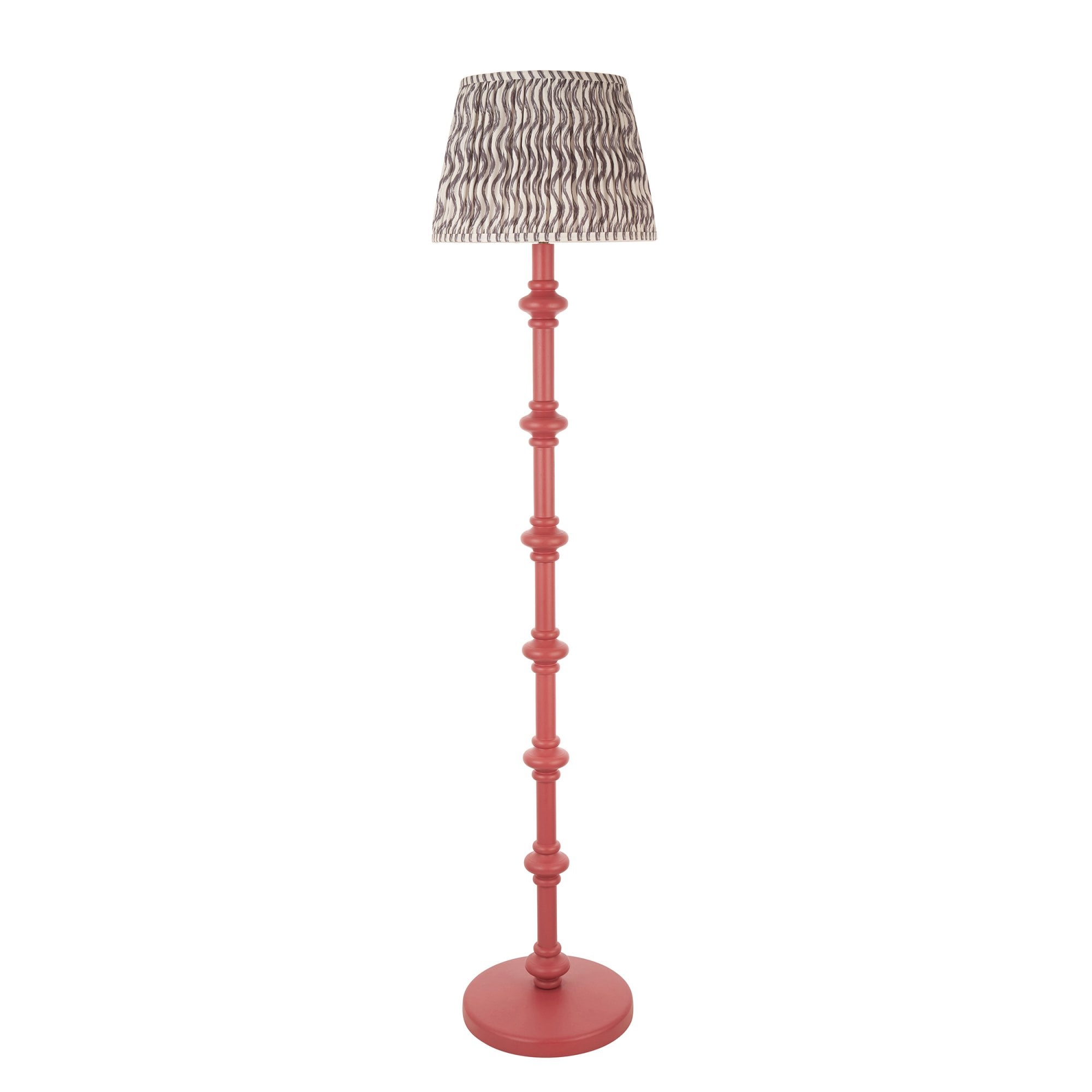 Endon Carnaby Satin Pink Clay Floor Lamp & Ripple 35cm Pearl Grey Shade