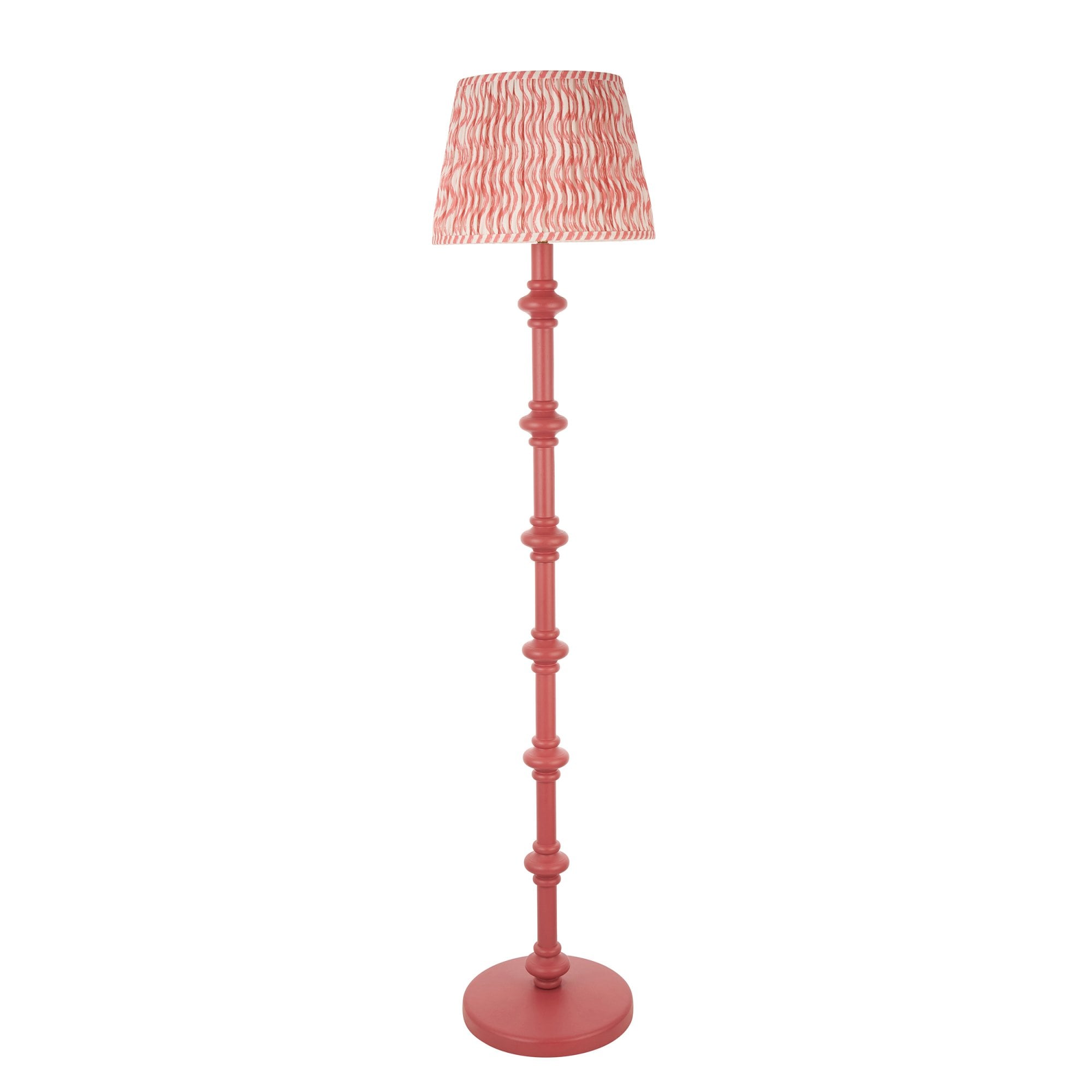 Endon Carnaby Satin Pink Clay Floor Lamp & Ripple 35cm Coral Pink Shade