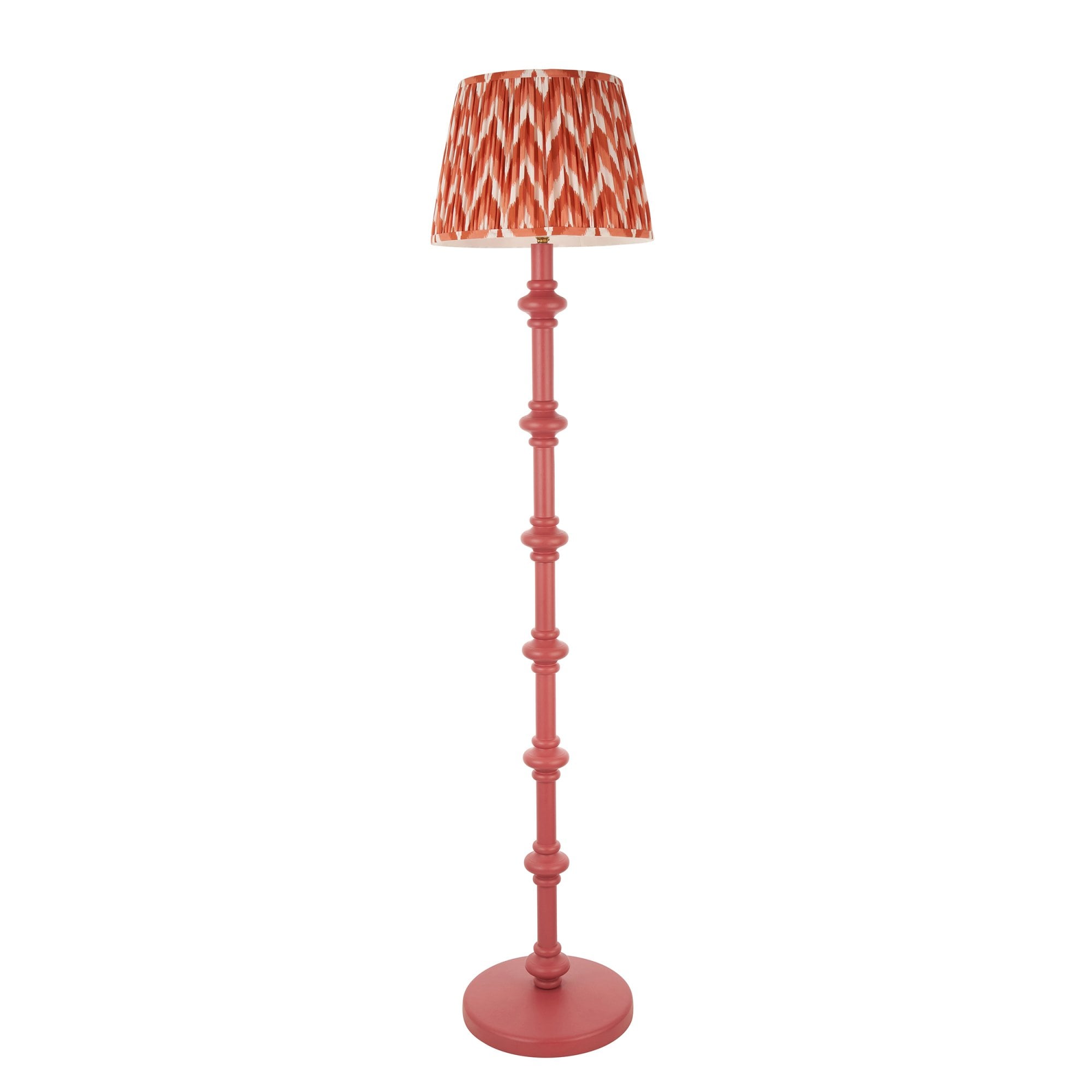 Endon Carnaby Satin Pink Clay Floor Lamp & Zigzag 35cm Apricot Orange Shade