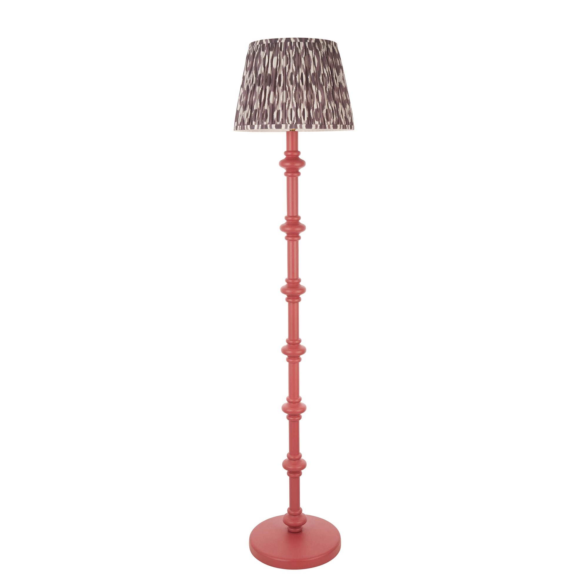 Endon Carnaby Satin Pink Clay Floor Lamp & Ikat 35cm Pearl Grey Shade