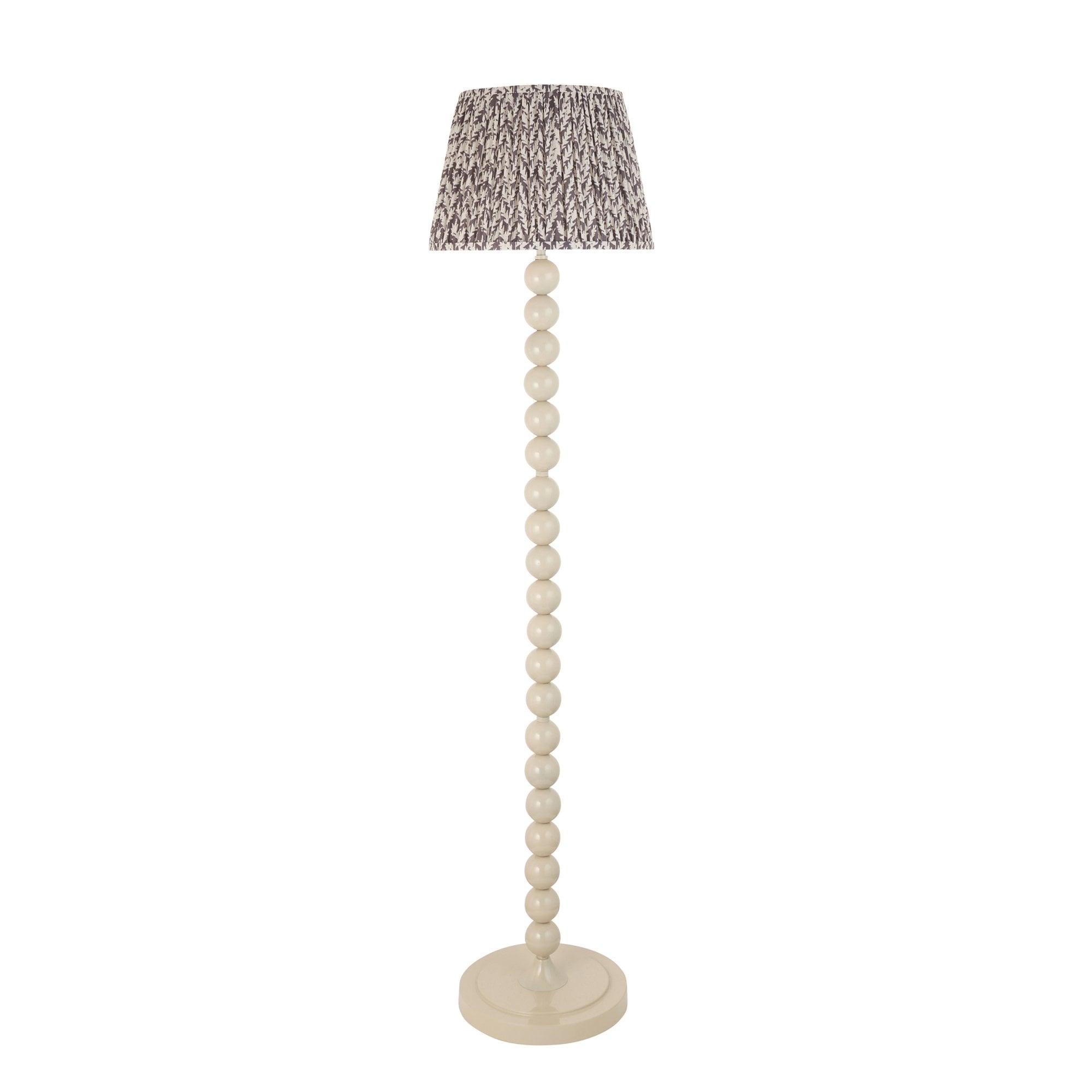Endon Higgledy Gloss Almond White Floor Lamp & Leaf 35cm Pearl Grey Shade
