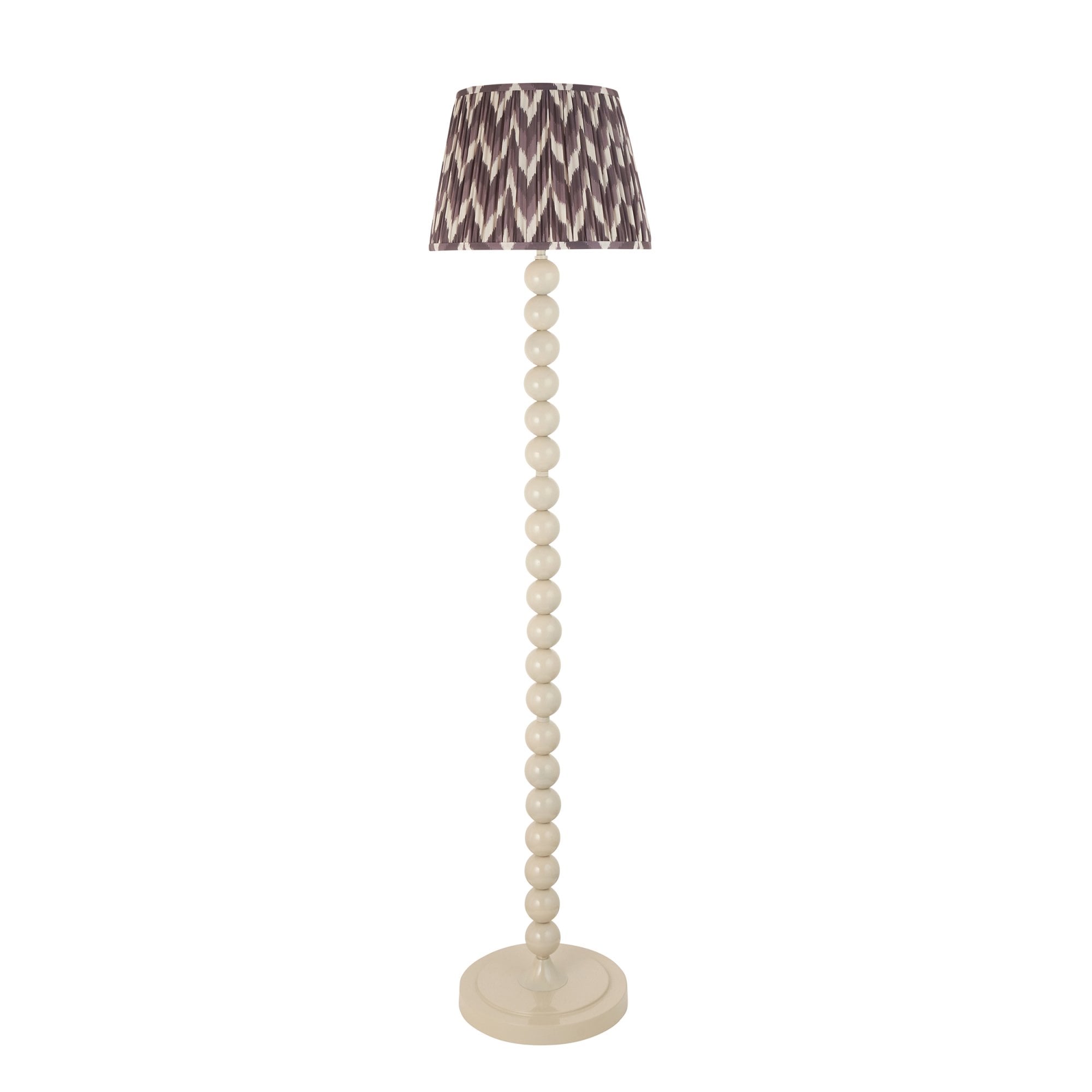 Endon Higgledy Gloss Almond White Floor Lamp & Zigzag 35cm Pearl Grey Shade