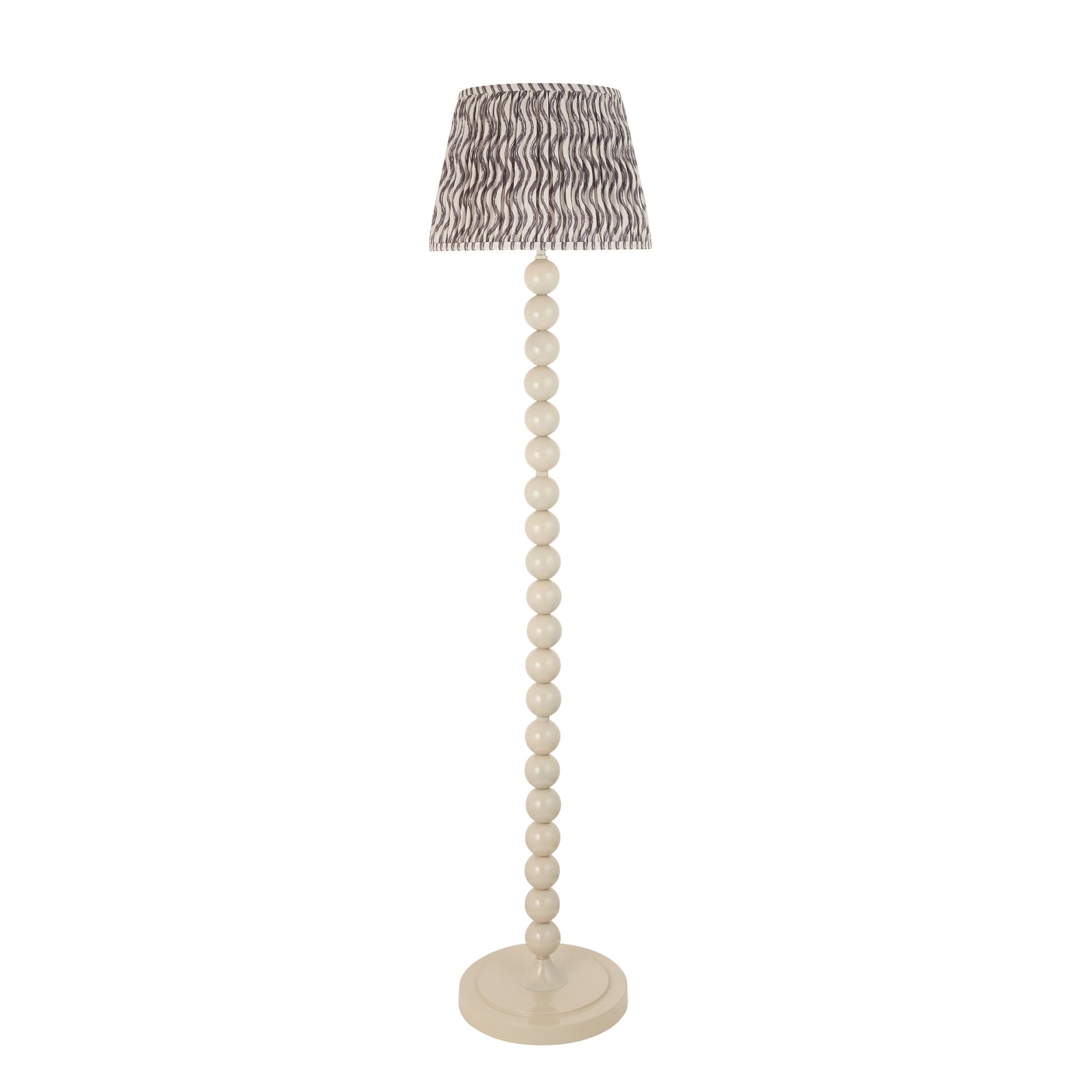 Endon Higgledy Gloss Almond White Floor Lamp & Ripple 35cm Pearl Grey Shade