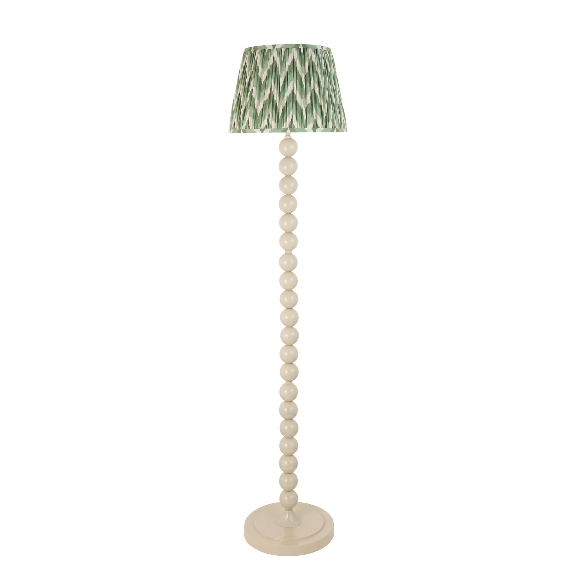 Endon Higgledy Gloss Almond White Floor Lamp & Zigzag 35cm Cotswold Green Shade