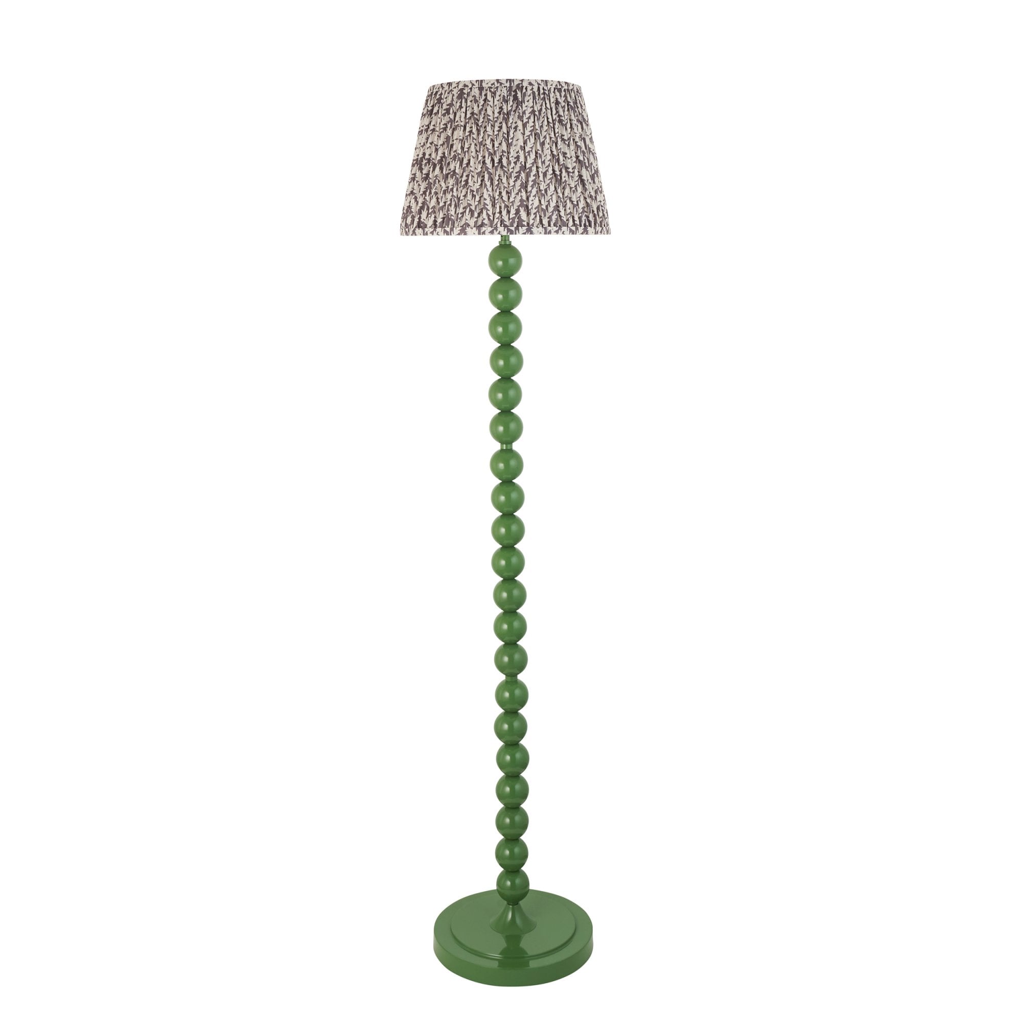 Endon Higgledy Gloss Cotswold Green Floor Lamp & Leaf 35cm Pearl Grey Shade