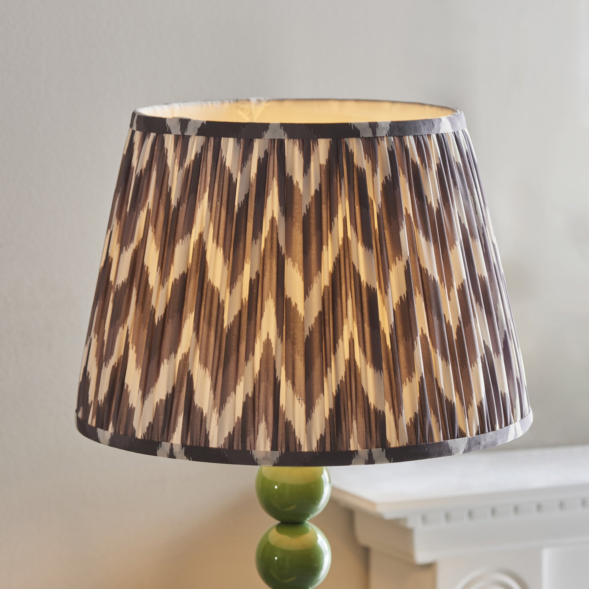 Endon Higgledy Gloss Cotswold Green Floor Lamp & Zigzag 35cm Pearl Grey Shade