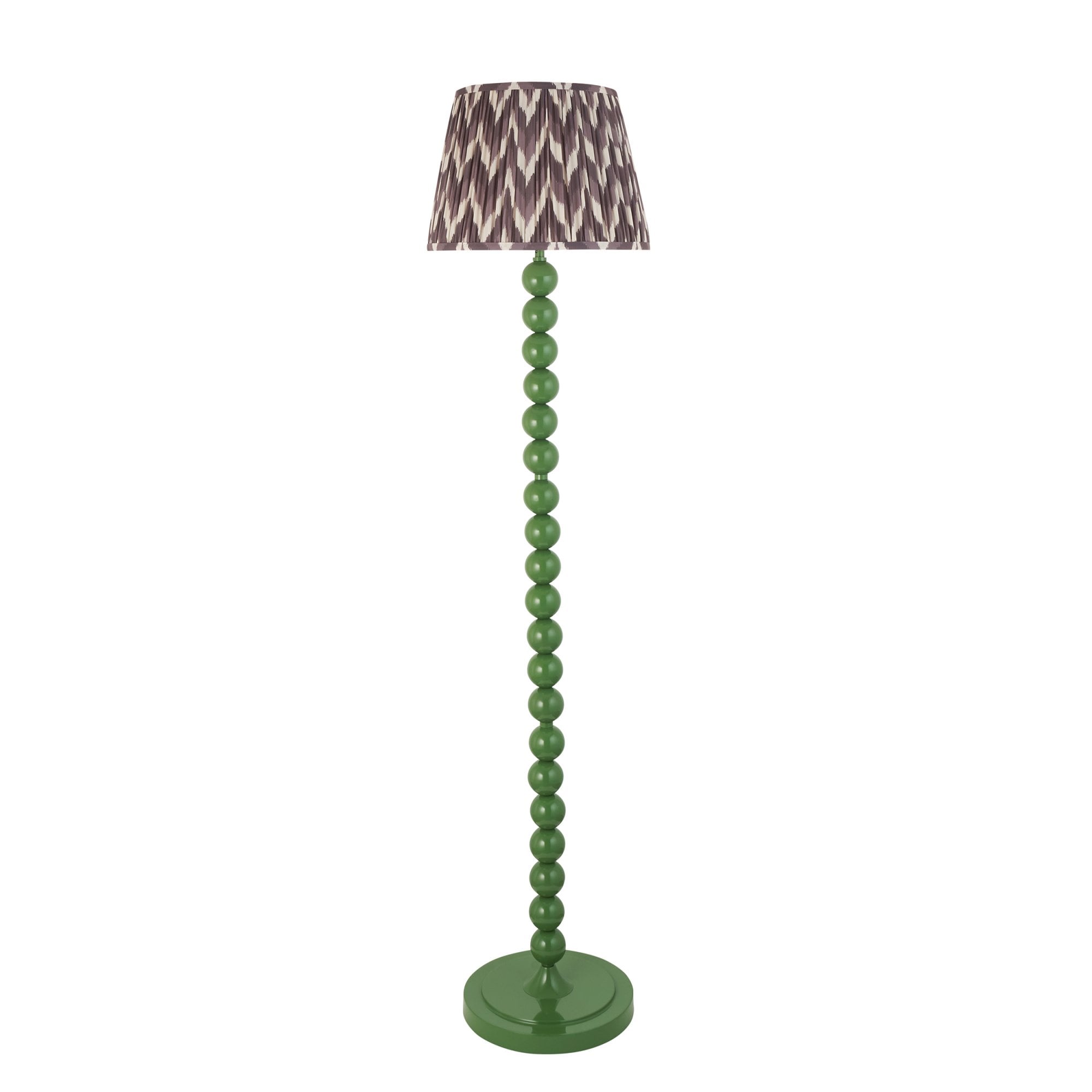 Endon Higgledy Gloss Cotswold Green Floor Lamp & Zigzag 35cm Pearl Grey Shade