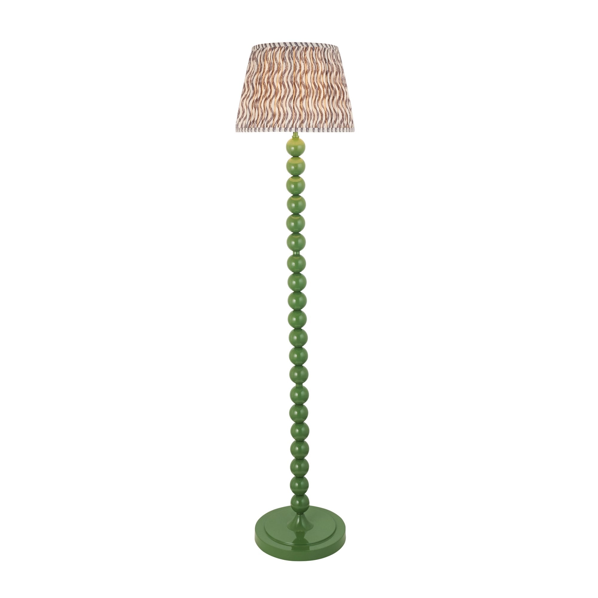Endon Higgledy Gloss Cotswold Green Floor Lamp & Ripple 35cm Pearl Grey Shade