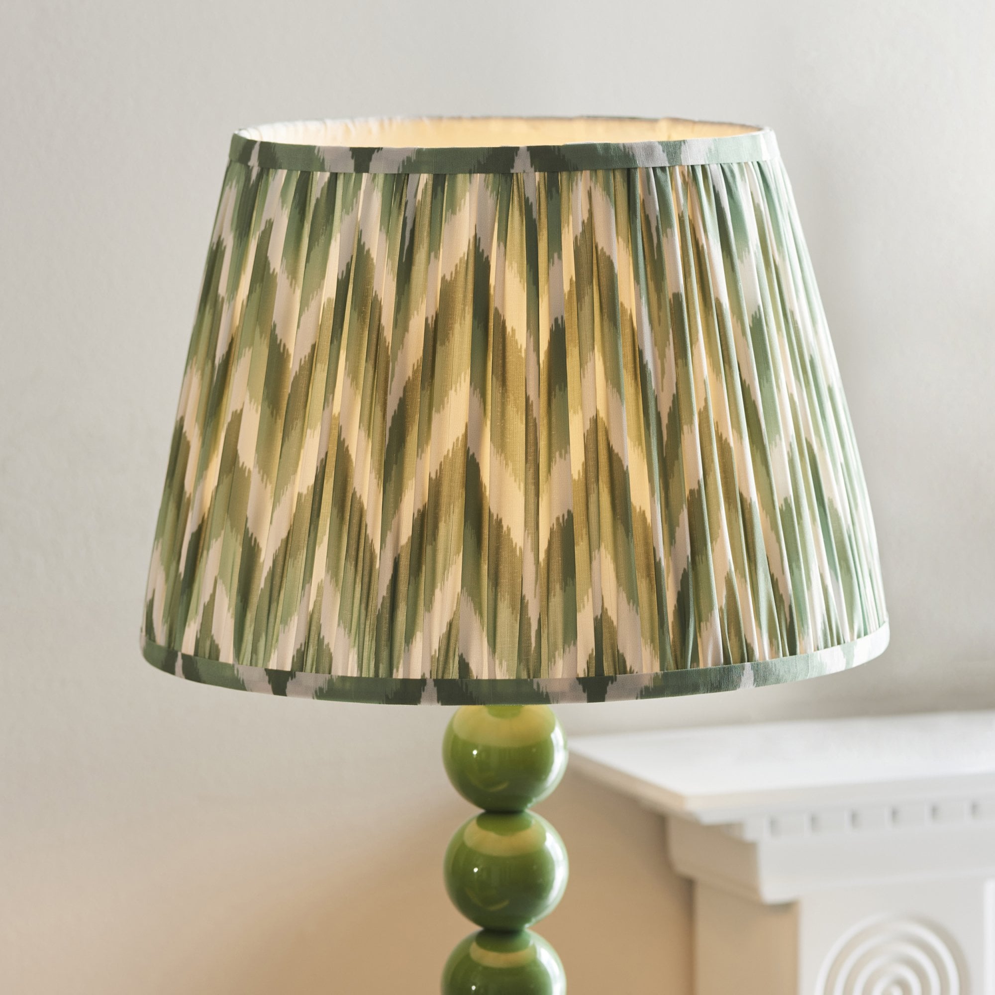 Endon Higgledy Gloss Cotswold Green Floor Lamp & Zigzag 35cm Cotswold Green Shade