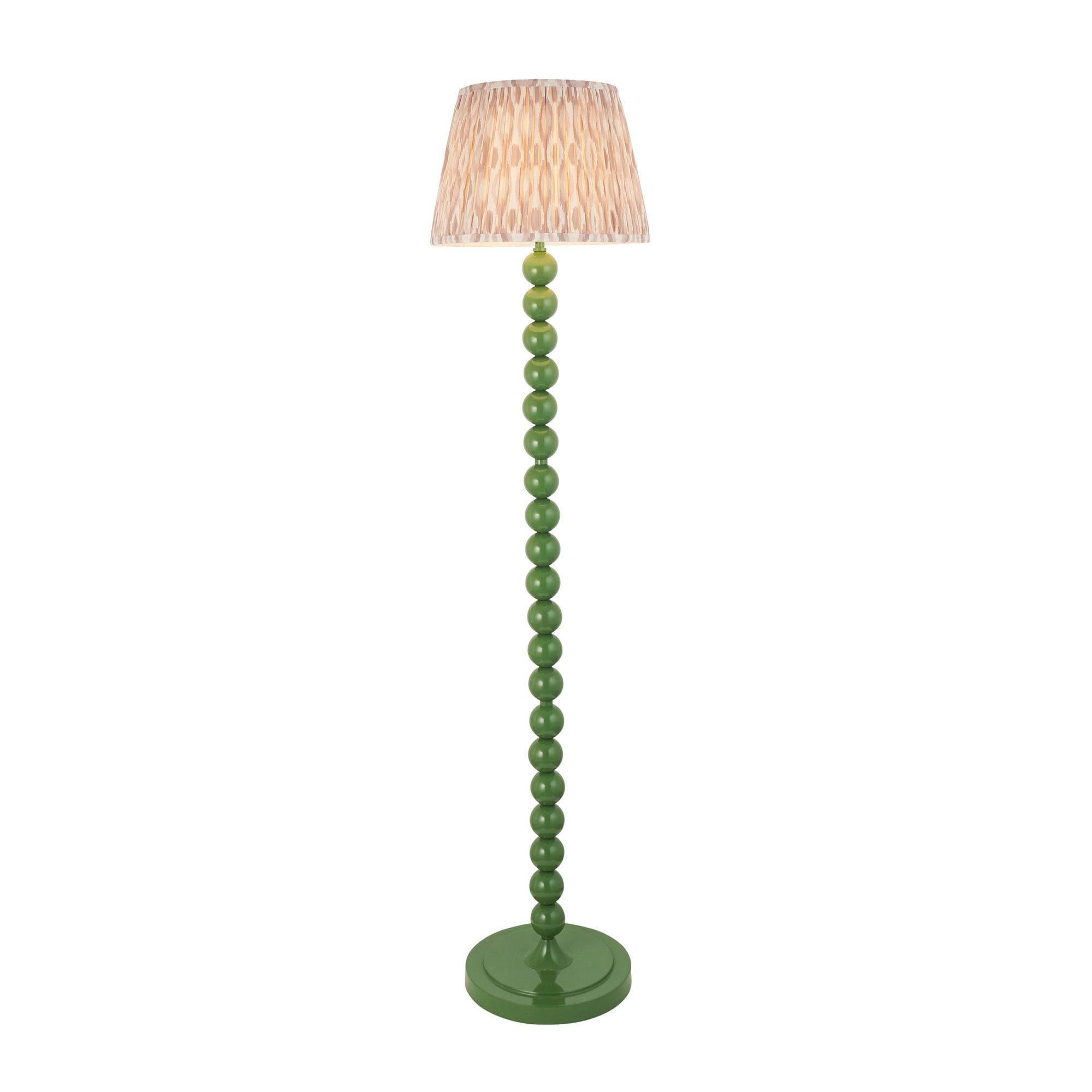 Endon Higgledy Gloss Cotswold Green Floor Lamp & Ikat 35cm Neutral Shade