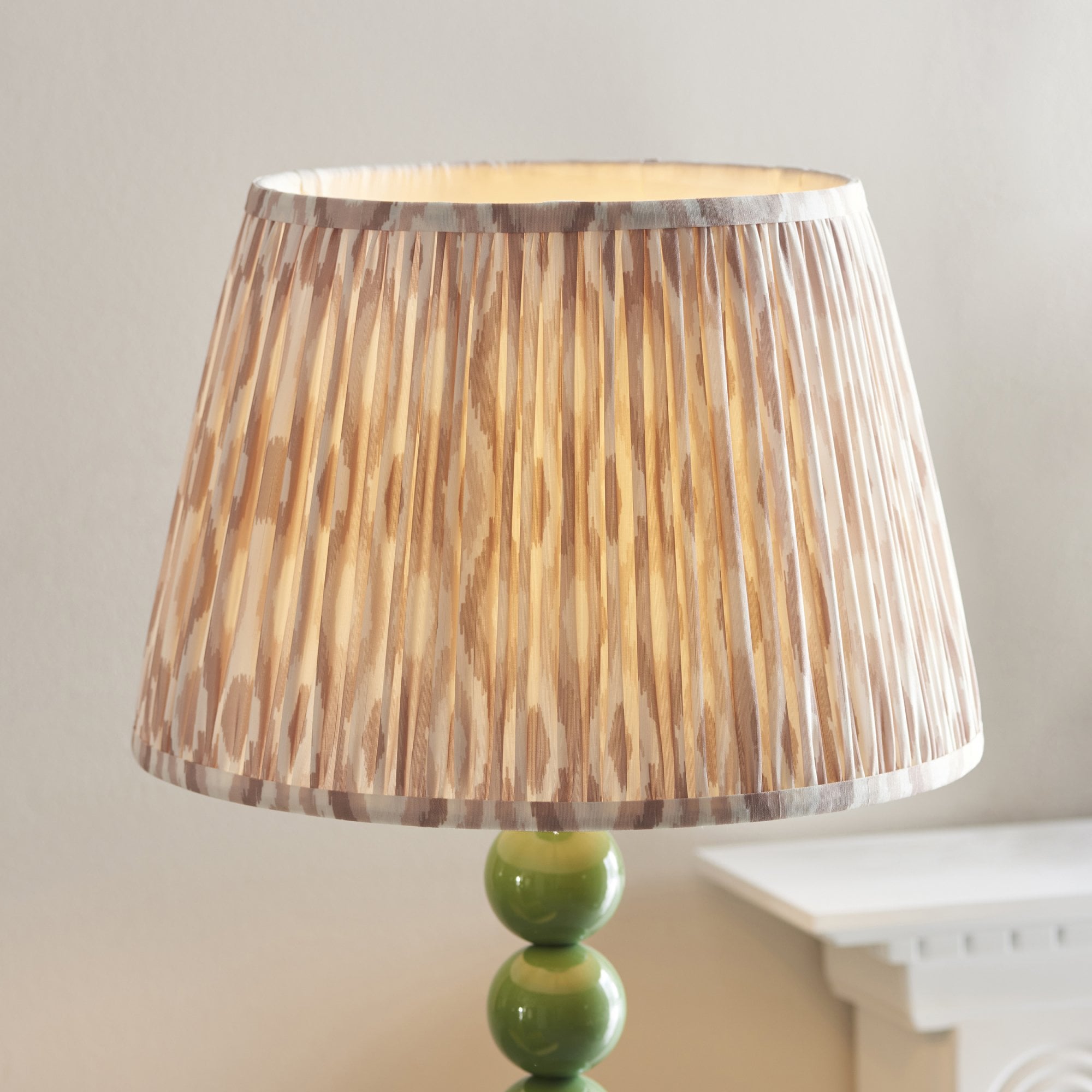 Endon Higgledy Gloss Cotswold Green Floor Lamp & Ikat 35cm Neutral Shade