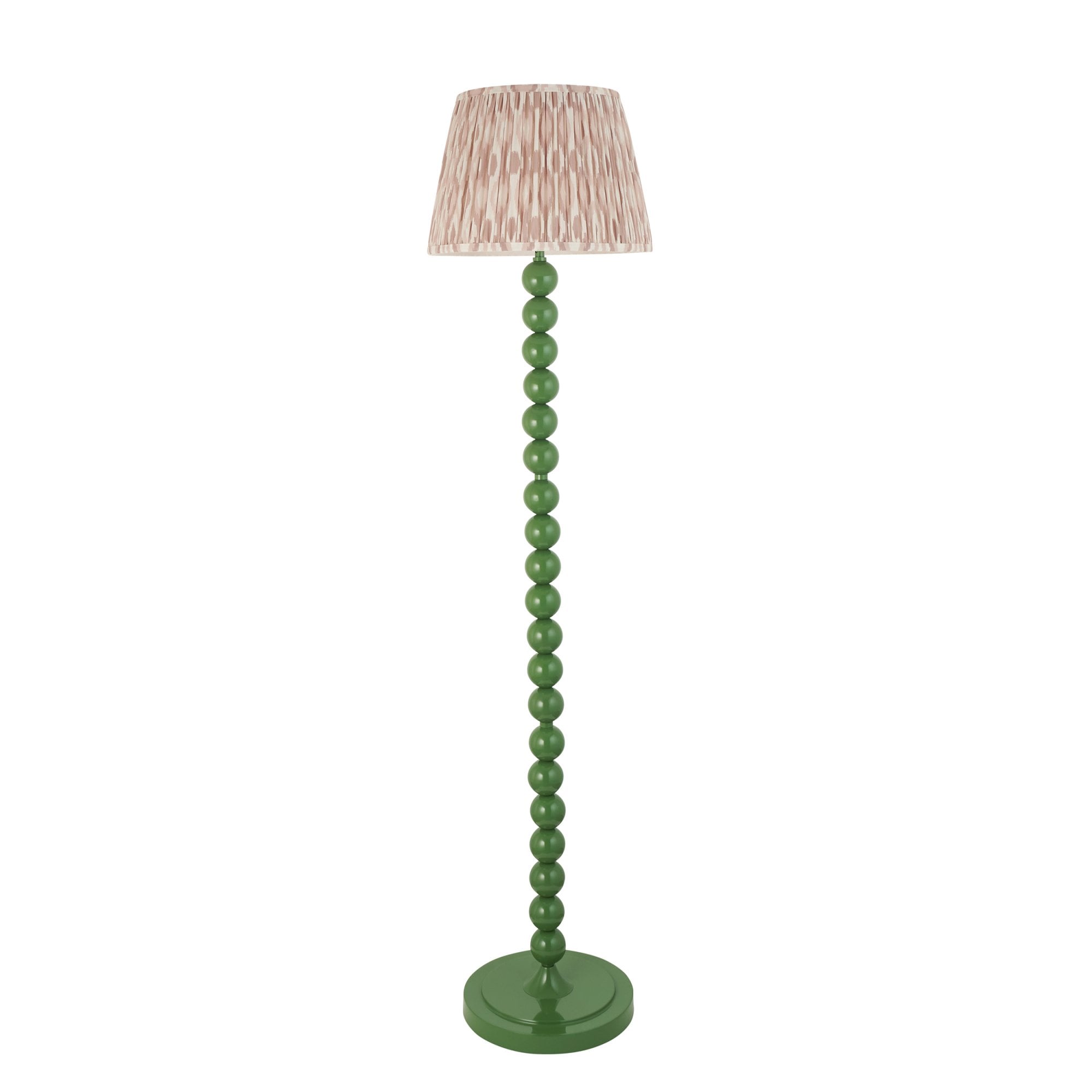 Endon Higgledy Gloss Cotswold Green Floor Lamp & Ikat 35cm Neutral Shade