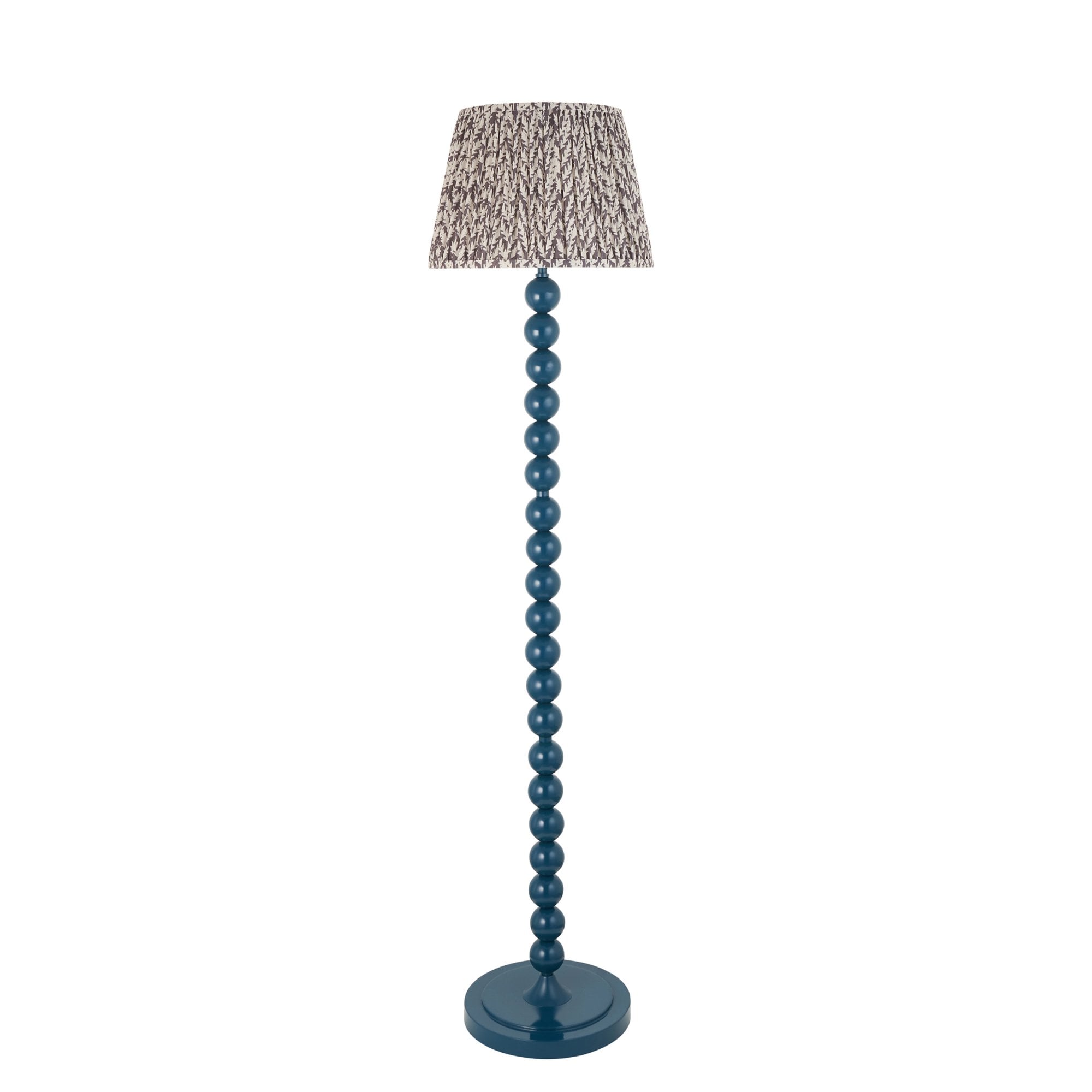 Endon Higgledy Gloss Marlin Blue Floor Lamp & Leaf 35cm Pearl Grey Shade