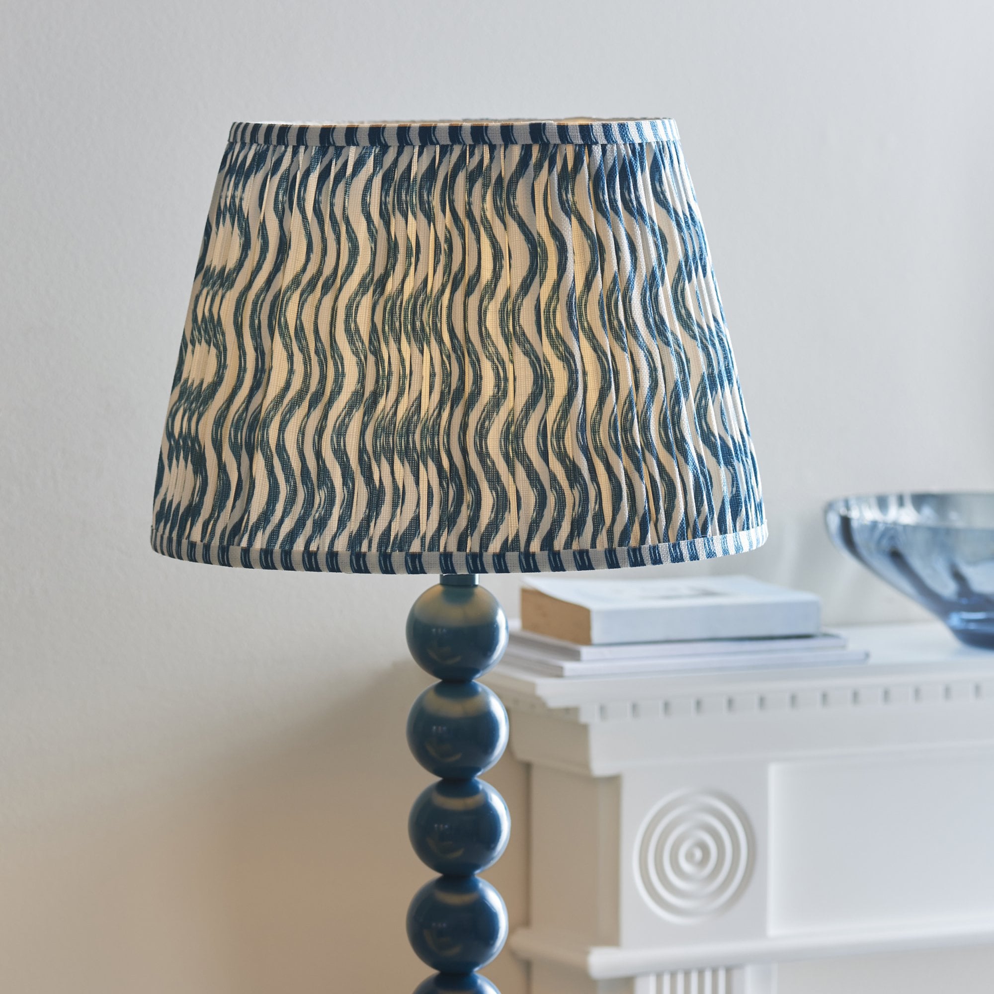 Endon Higgledy Gloss Marlin Blue Floor Lamp & Ripple 35cm Marlin Blue Shade