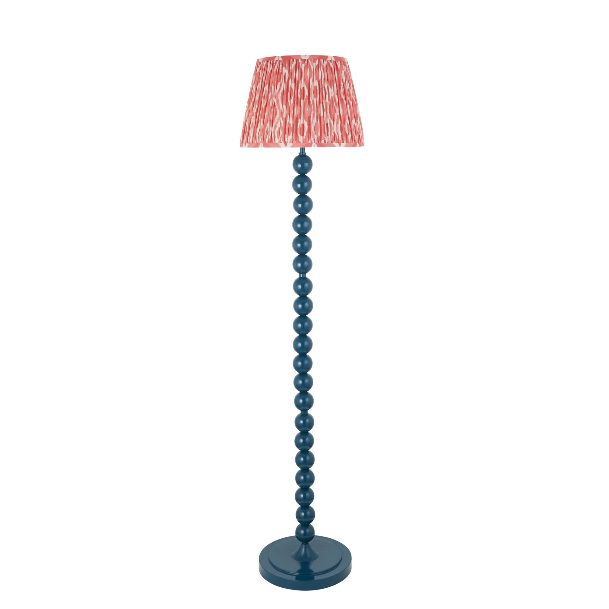 Endon Higgledy Gloss Marlin Blue Floor Lamp & Ikat 35cm Coral Pink Shade