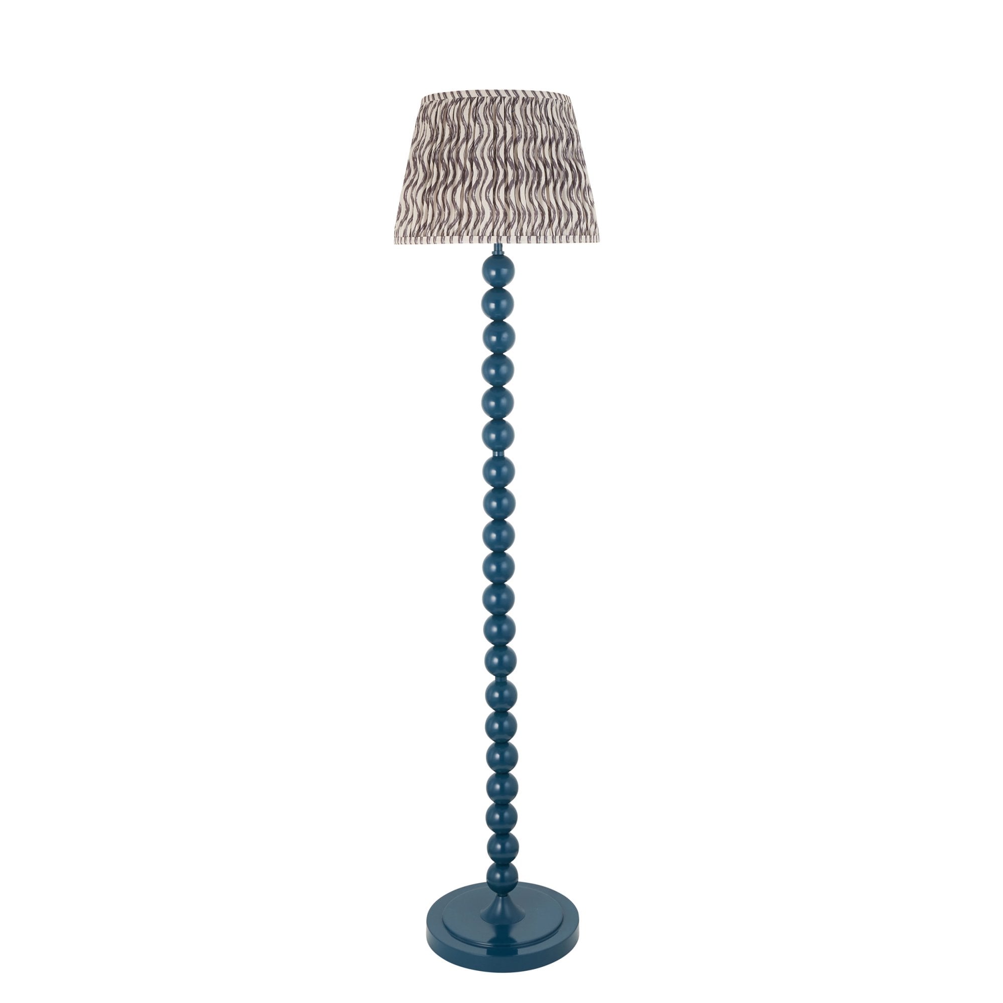 Endon Higgledy Gloss Marlin Blue Floor Lamp & Ripple 35cm Pearl Grey Shade
