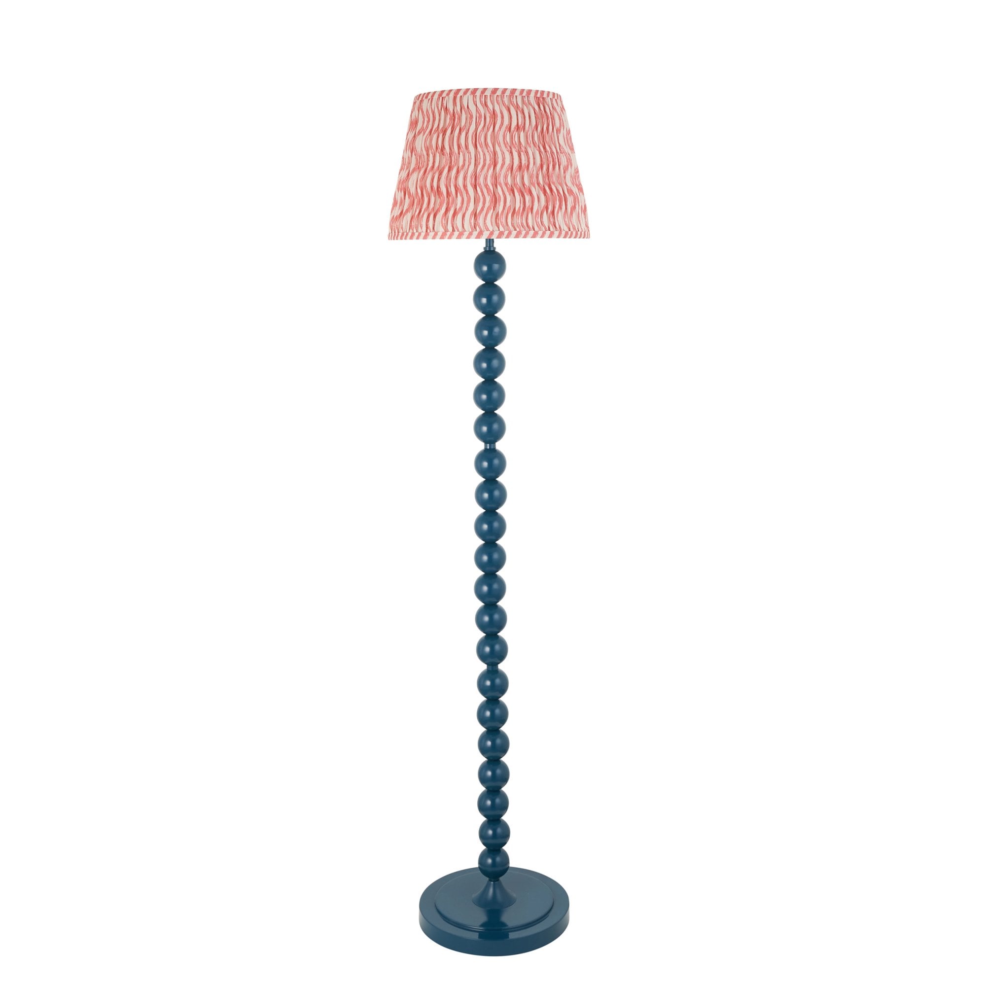 Endon Higgledy Gloss Marlin Blue Floor Lamp & Ripple 35cm Coral Pink Shade