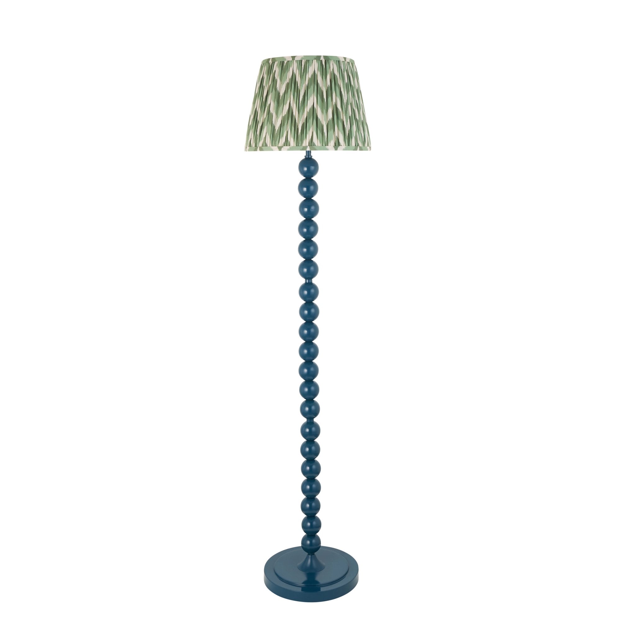 Endon Higgledy Gloss Marlin Blue Floor Lamp & Zigzag 35cm Cotswold Green Shade