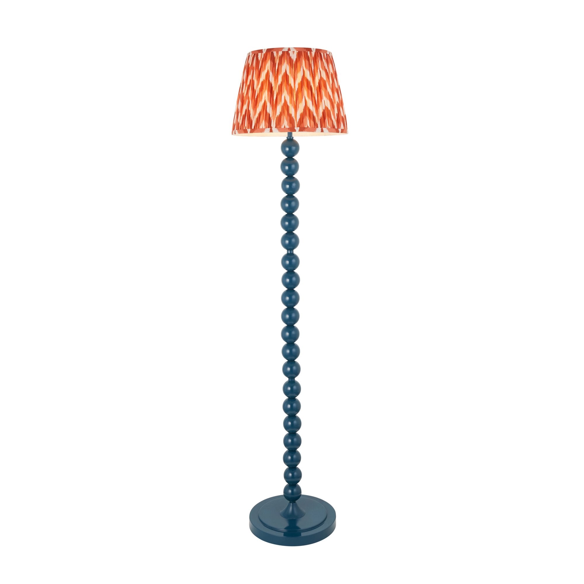 Endon Higgledy Gloss Marlin Blue Floor Lamp & Zigzag 35cm Apricot Orange Shade