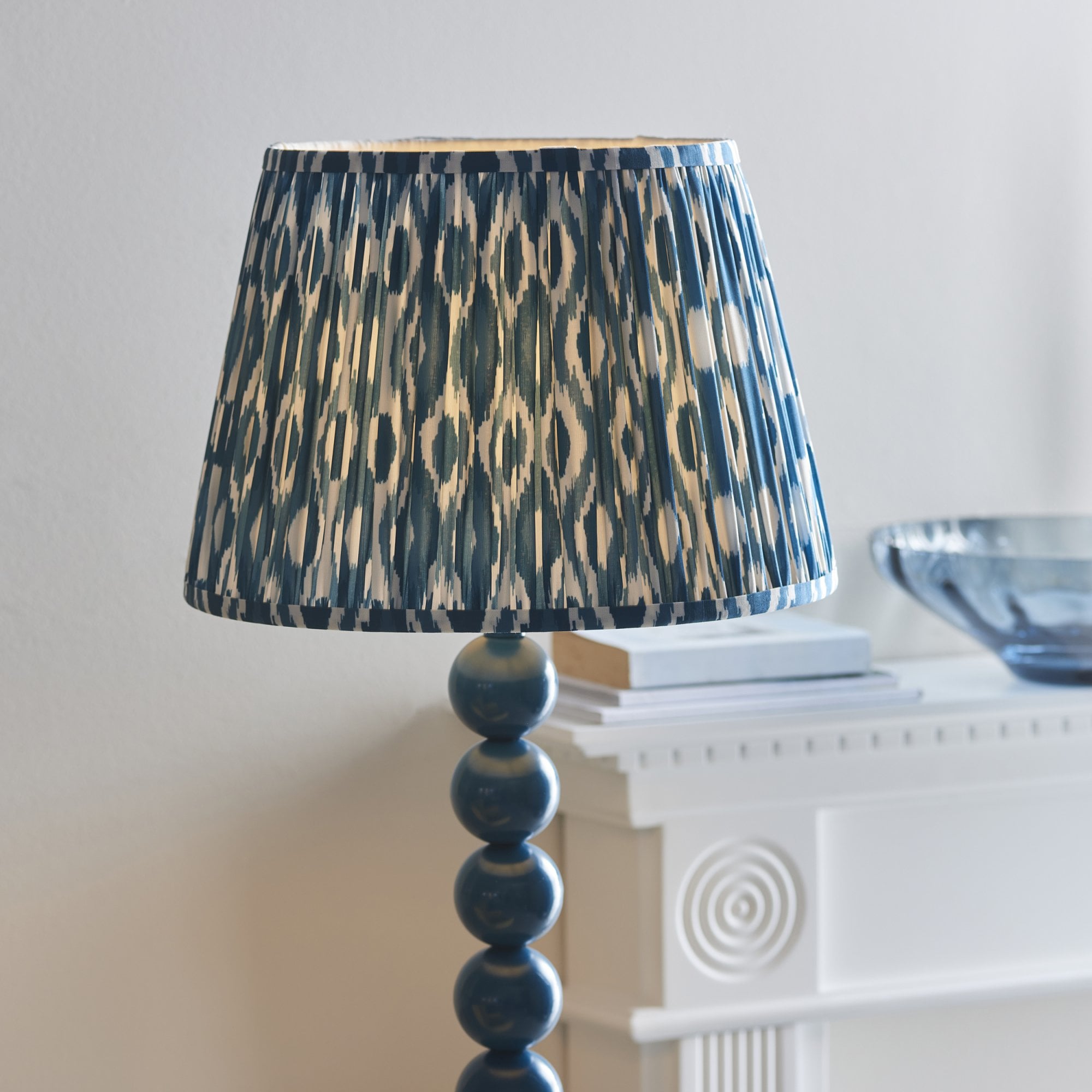 Endon Higgledy Gloss Marlin Blue Floor Lamp & Ikat 35cm Marlin Blue Shade