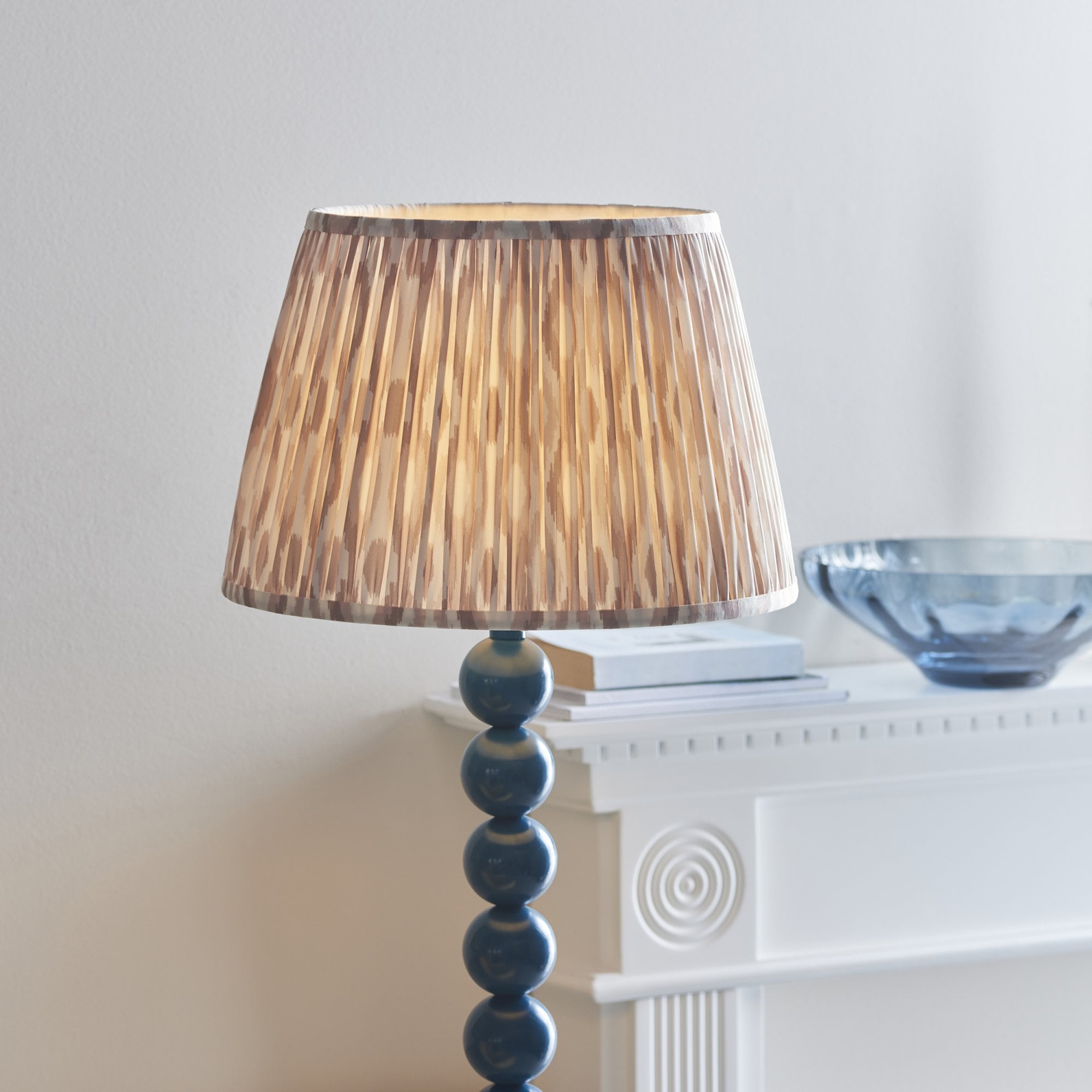 Endon Higgledy Gloss Marlin Blue Floor Lamp & Ikat 35cm Neutral Shade
